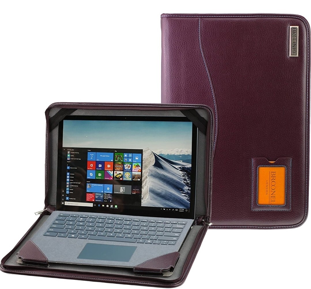 Broonel Contour Series Burgundy Leather Heavy Duty Zipped Case Laptop 16-17" NEW