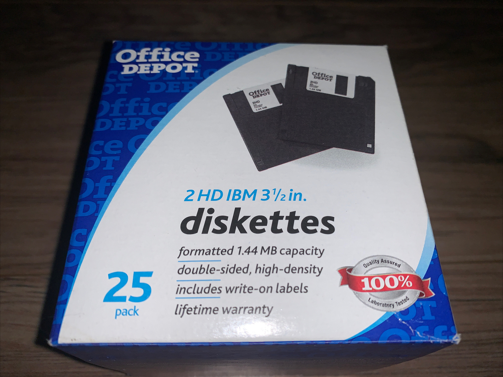 Office Depot 3.5in. Diskettes IBM Format DS/HD Black Box Of 25 New Sealed