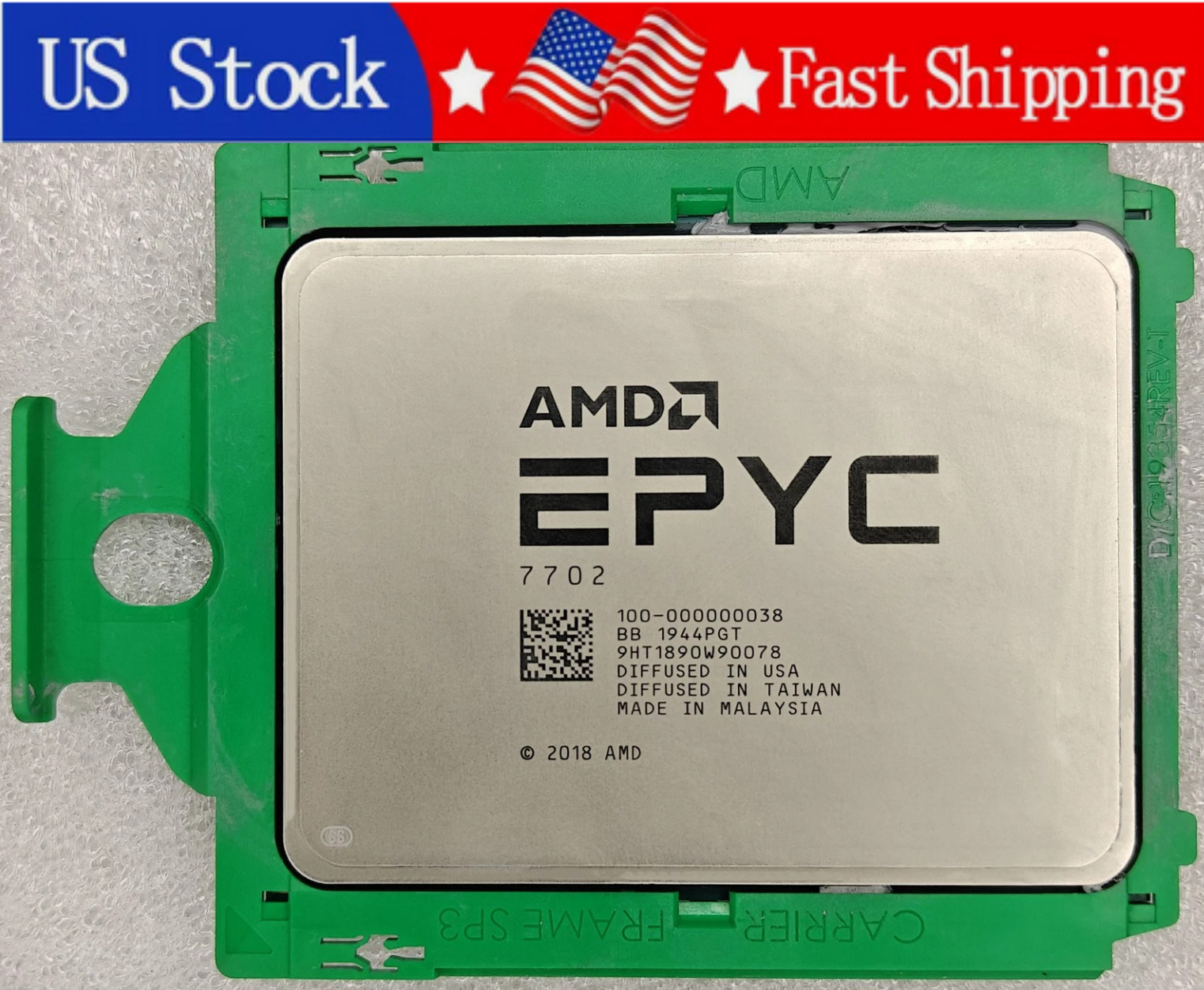 Used AMD EPYC 7702 Dell Locked 100-000000038 2.0GHz 64C 128T SP3 256MB 200W CPU