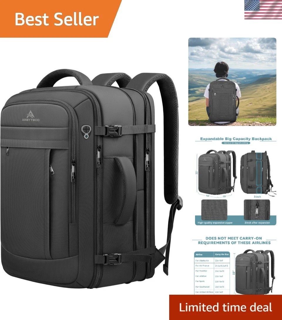 Durable 55L Travel Backpack with Headphone Port - Perfect for Business & Casual