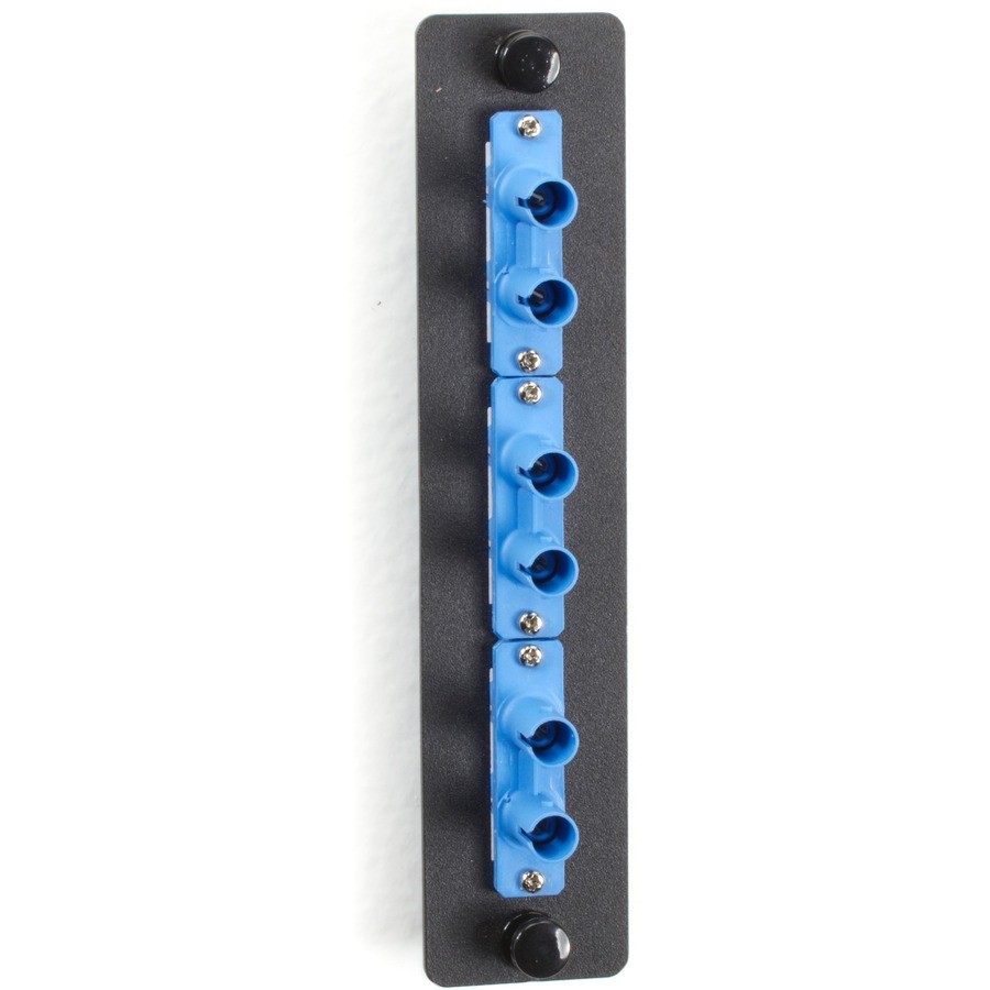 Black Box Fiber Adapter Panel, Ceramic Sleeves, (3) Duplex ST Pairs, Blue