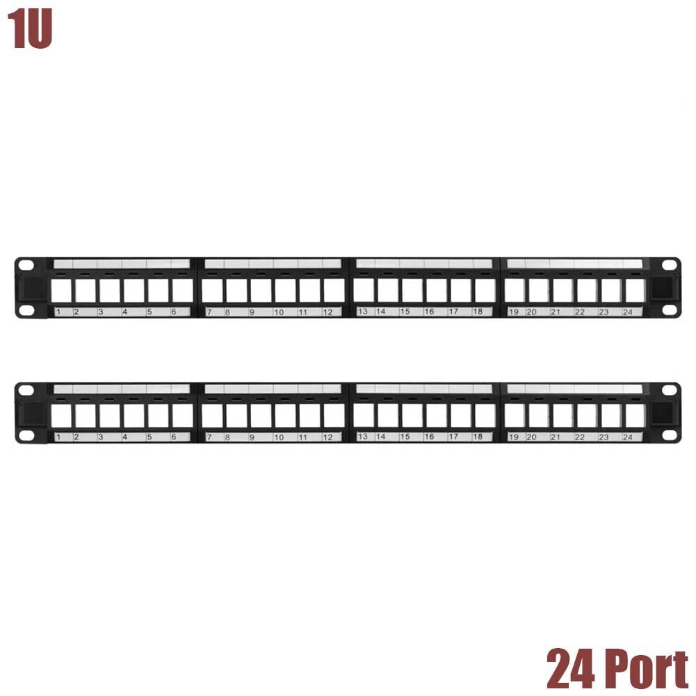 2x 24 Port Keystone Jack Blank Patch Panel Plate Cat5/5e Cat6 Cat6a RJ-45 19" 1U