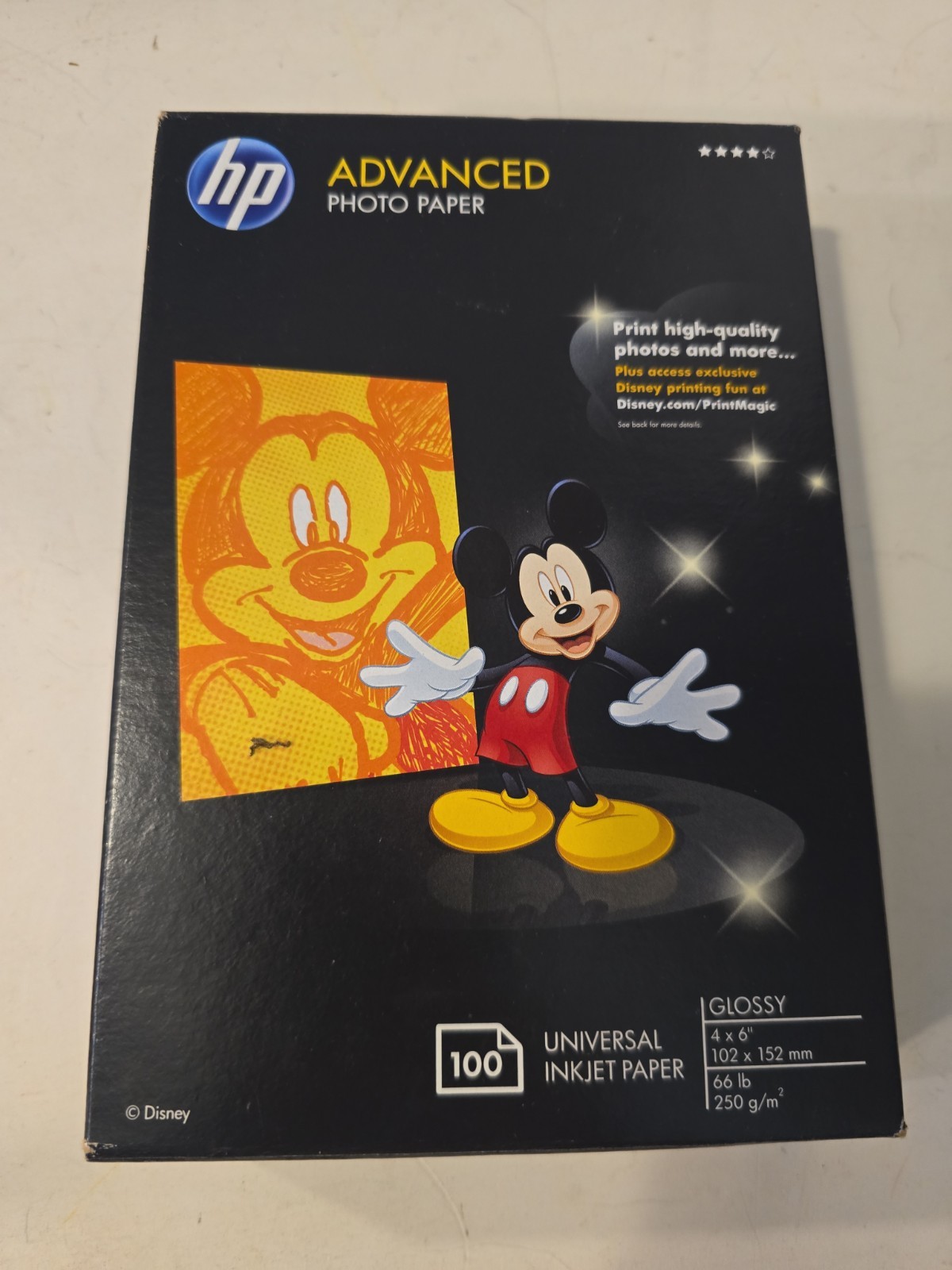 New Disney HP Q6638A Advanced 4 x 6  Photo Glossy Inkjet Paper (100 Sheets) NIB