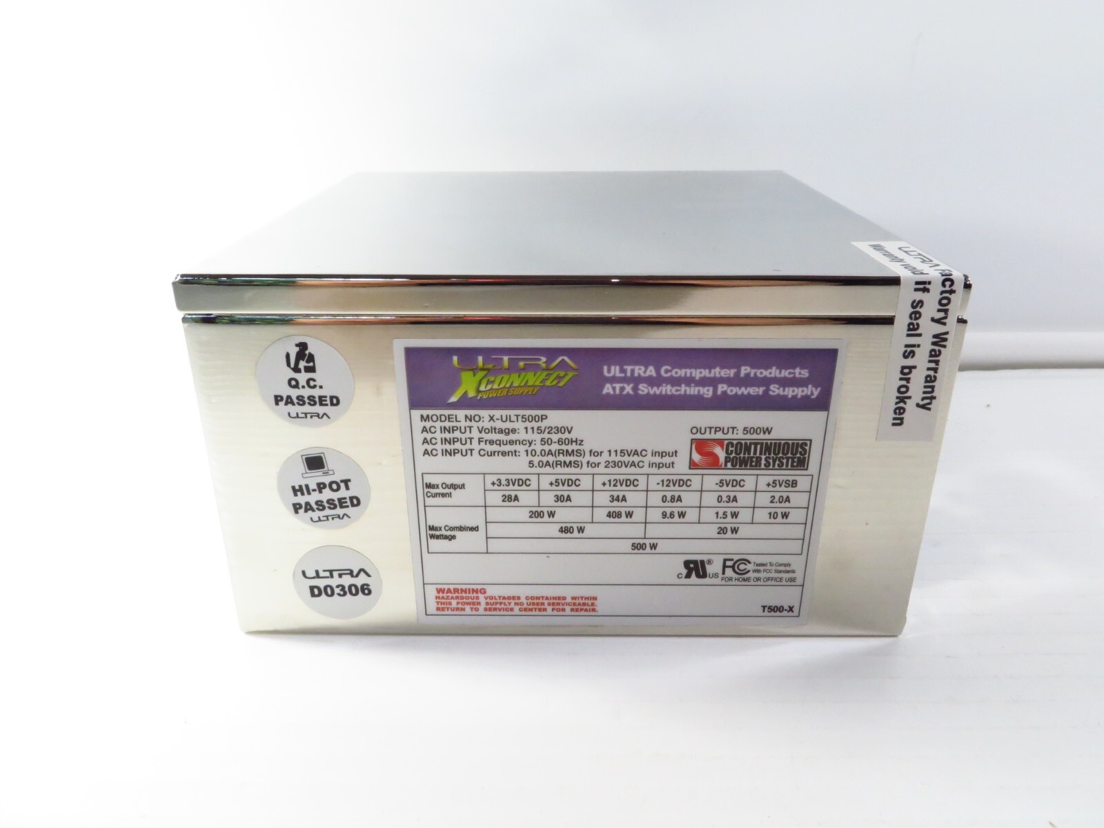 Ultra X-Connect 500W Modular Continuous Power Supply X-ULT500P, NEW