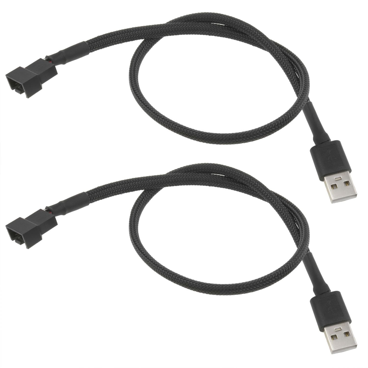 PIYNAYO 5V USB Fan Power Adapter Cable 19.6 Inch (50Cm) Black for 3-Pin / 4-Pin