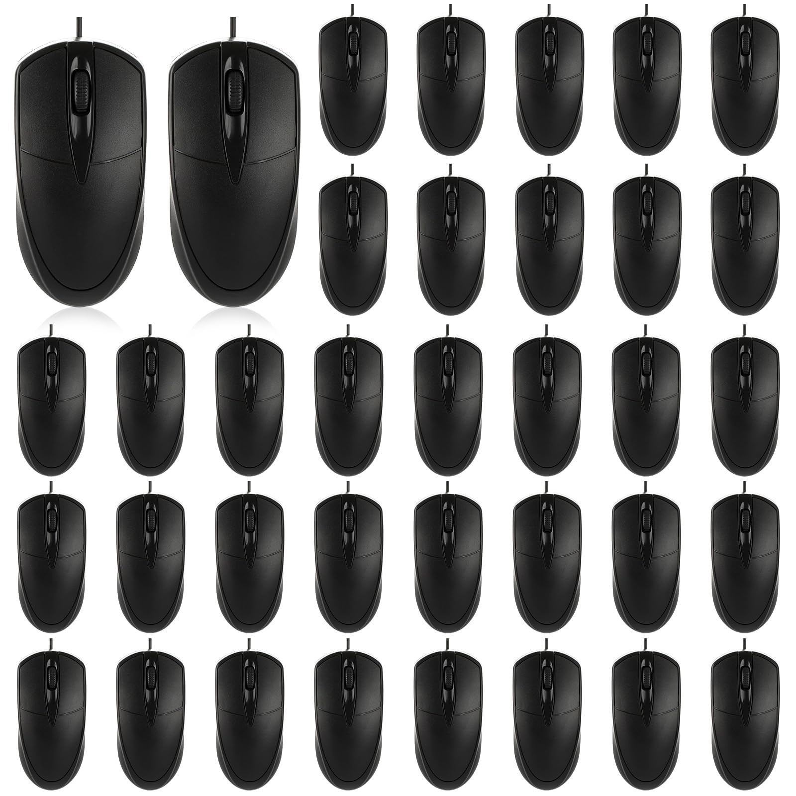 24 PCS Black USB Wired Mouse 1200 DPI 3 Button Corded Computer Mice Bulk