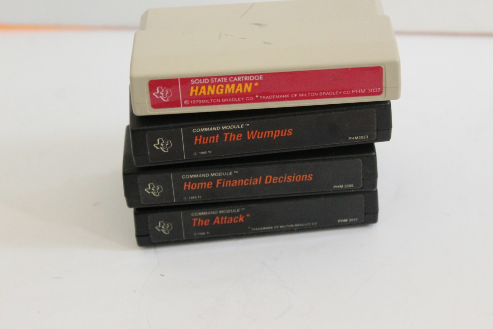 Vintage Texas Instrument Command Module/Solid State Cartridge Lot of 4