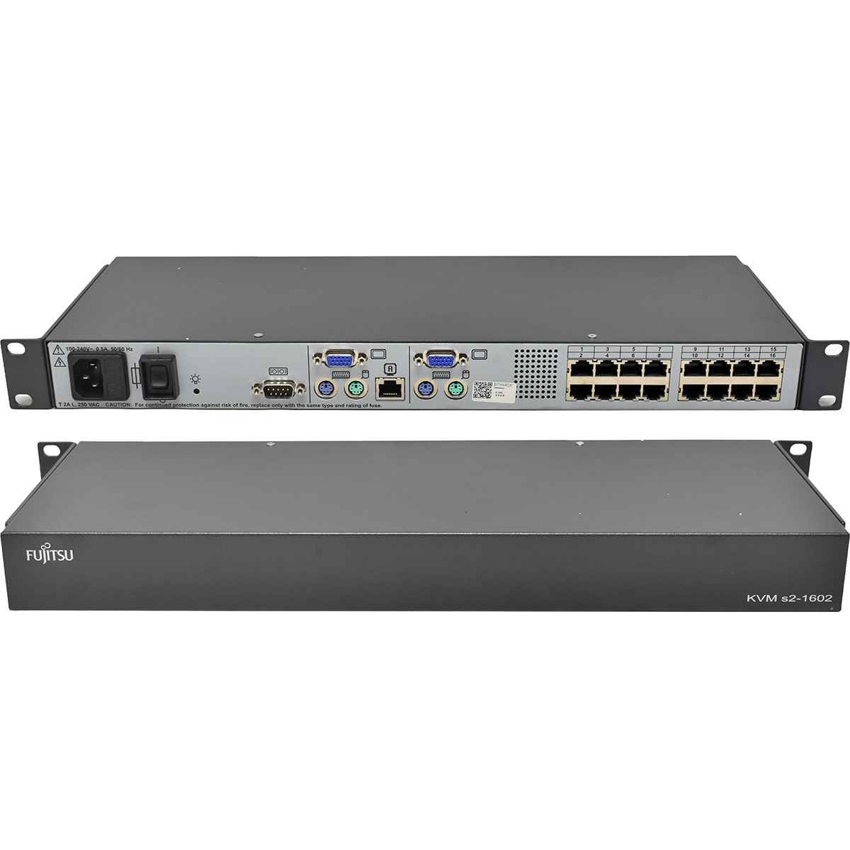 Fujitsu s2-1602 520-325-510 16-Port RJ-45 KVM Switch + Rack Ears