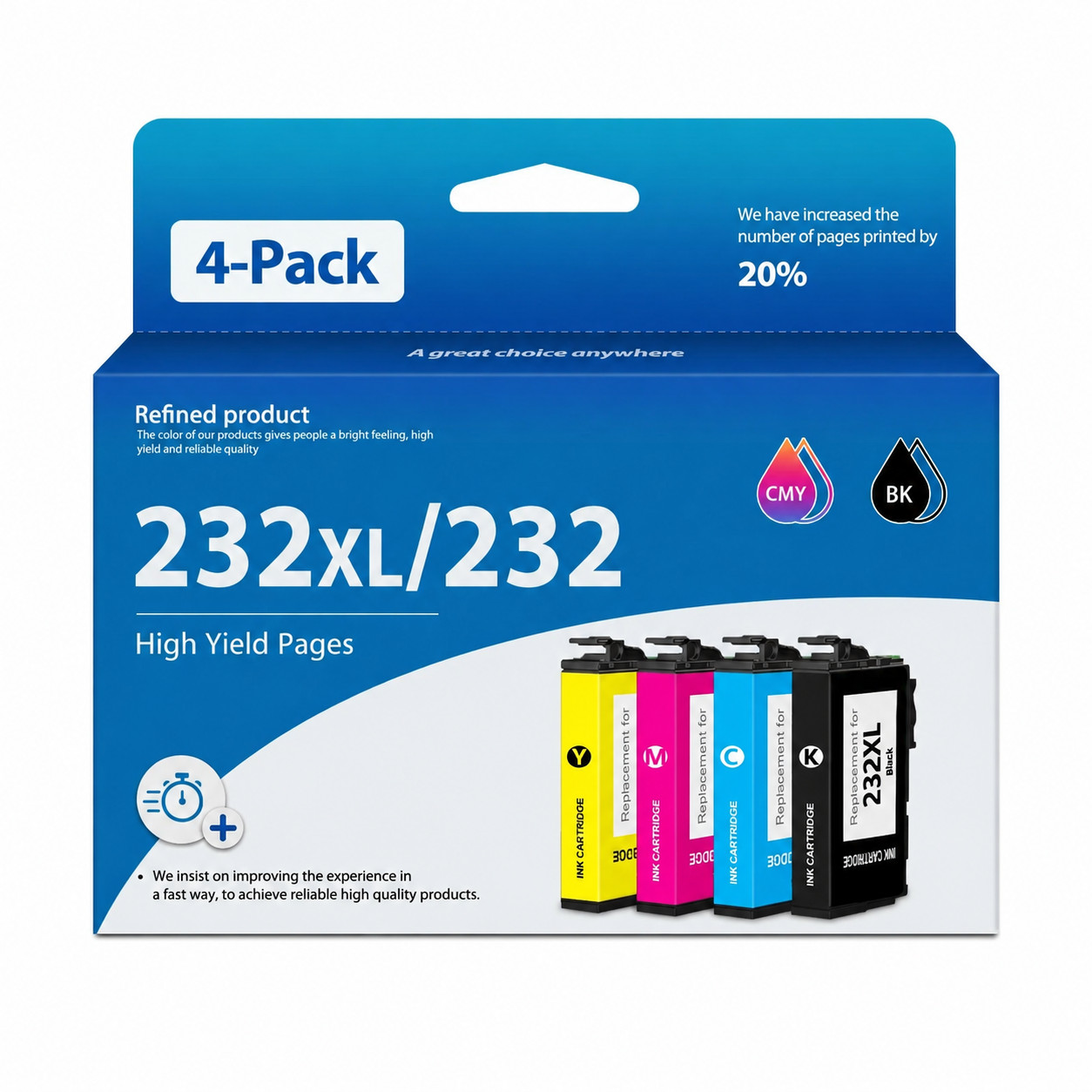 FADSOON® 232XL/232 Ink Cartridges 4pk Replacement for WF-2930 XP-4200 WF-2950