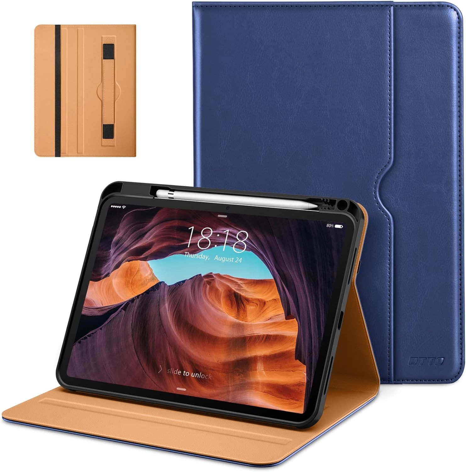 Premium Leather Folio Stand Cover Case for iPad 11" 2025 11th Gen, Business Styl