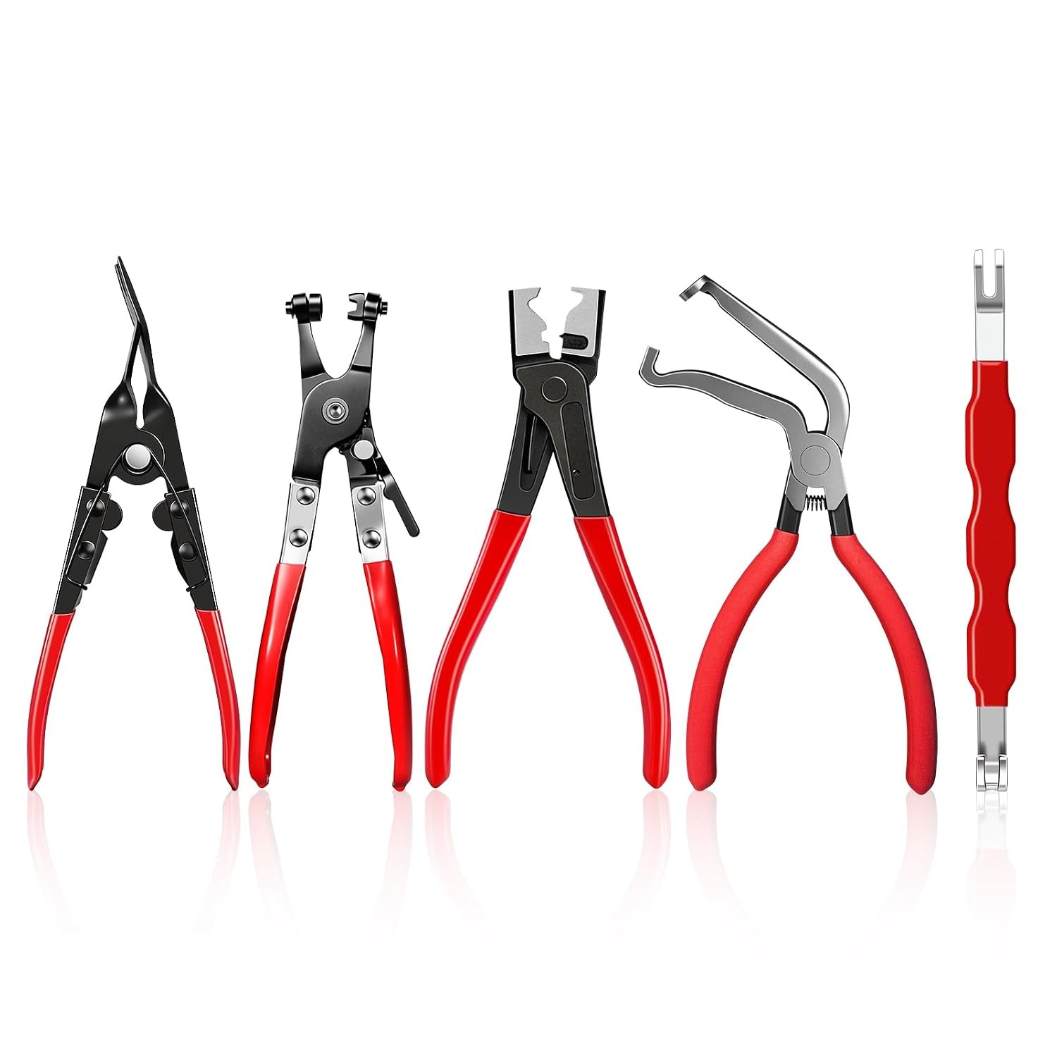 Automotive Disconnect Pliers Tool Set 5 PCS Red Automotive Repair Pliers Set
