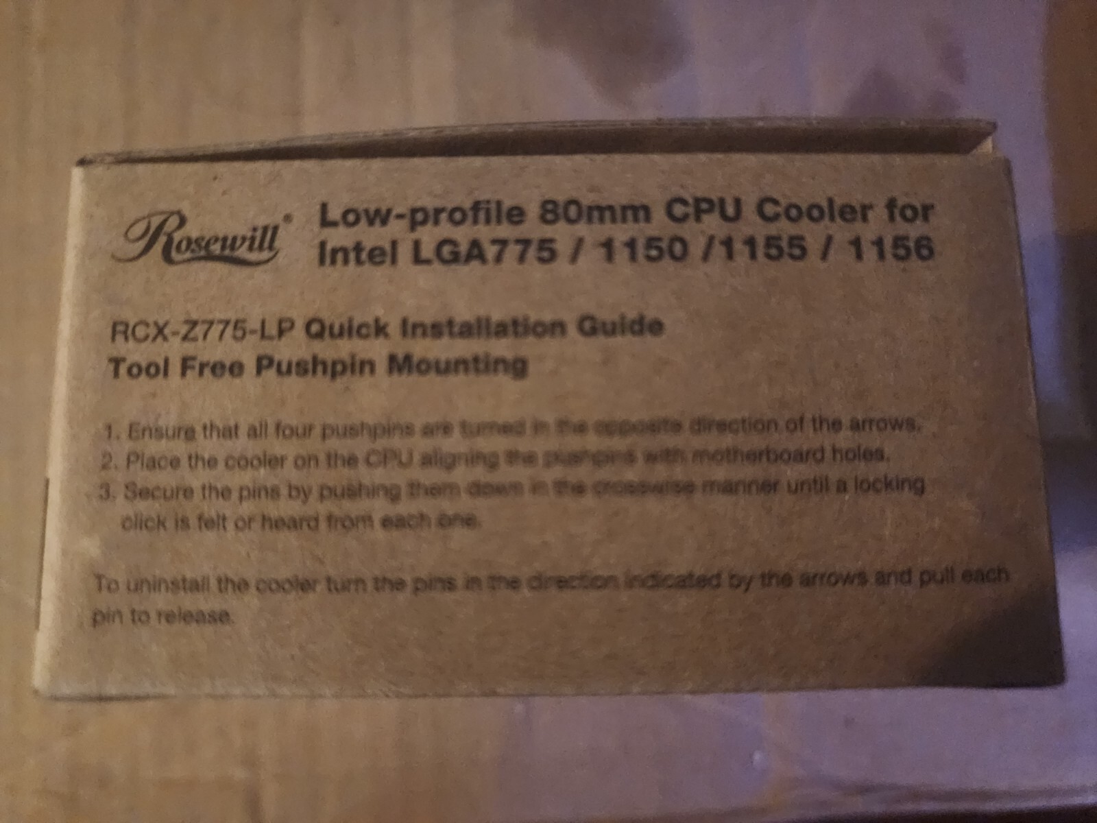 Rosewill low-profile CPU cooler