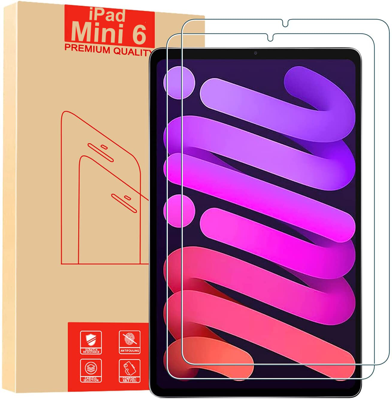 2 Pack HD Tempered Glass Screen Protector For i Pad mini 6 (8.3 inch, 2021)