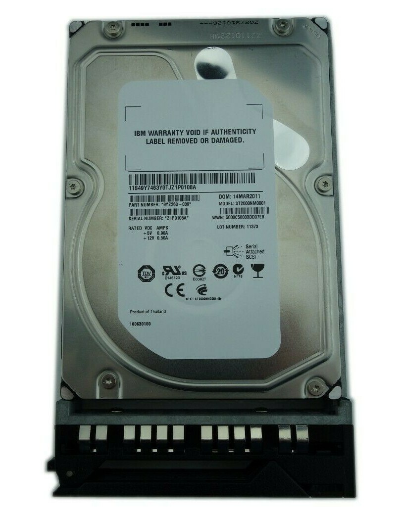 IBM Seagate 2TB 7.2K SAS 6Gb/s 3.5" HDD ST2000NM0001 9YZ268-039  