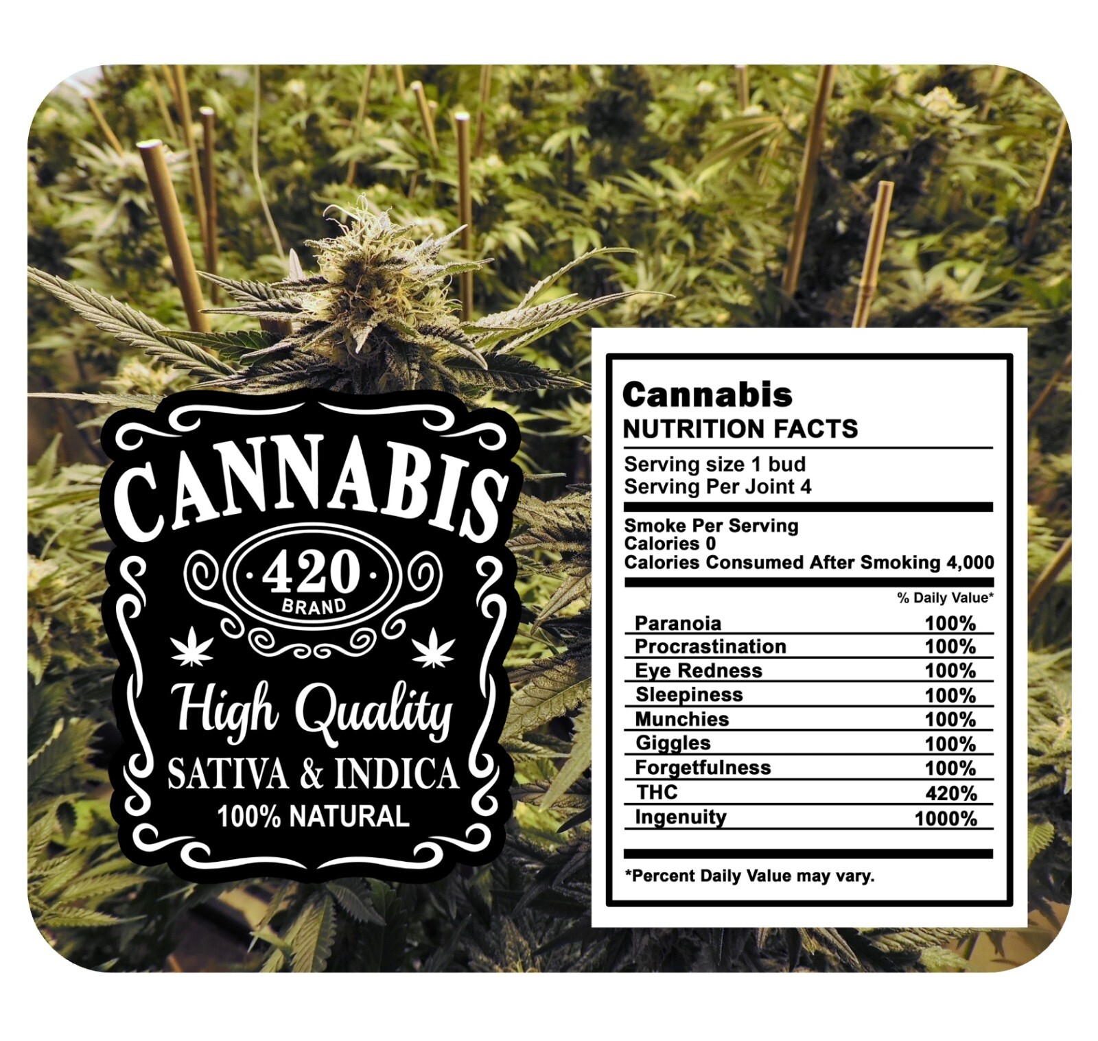 Nipichsha Sublimation Mouse Pad with Non-Slip Rubber Base -CANNABIS MOUSE PAD
