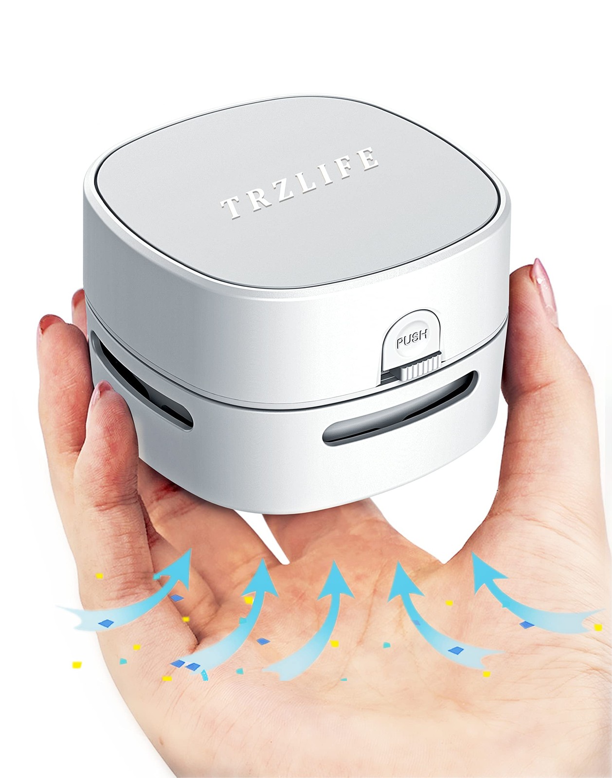 TRZLIFE Desk Vacuum Cleaner, Mini Table Powered 79mm*79mm*59mm, White 