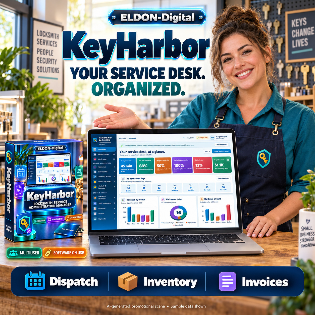Locksmith Management Software USB Flash Card Multiuser Windows Mac KeyHarbor
