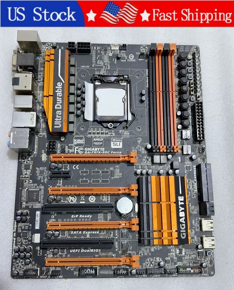 Used Gigabyte GA-Z97X-SOC Force LGA1150 Intel Z97 ATX DDR3 Desktop Motherboard