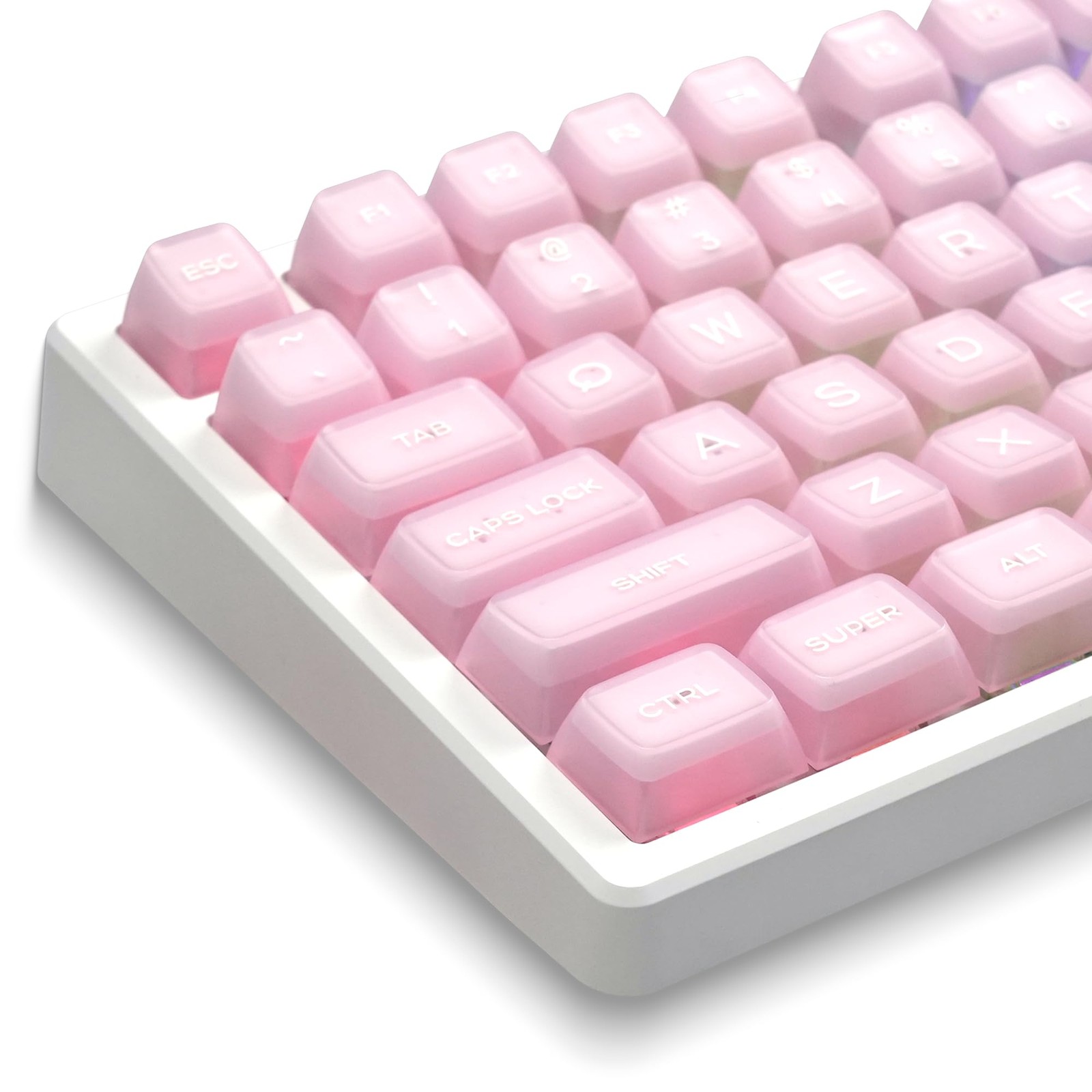 XVX Translucent Pink Keycaps Double Shot PBT MDA Profile 132 Keys Caps