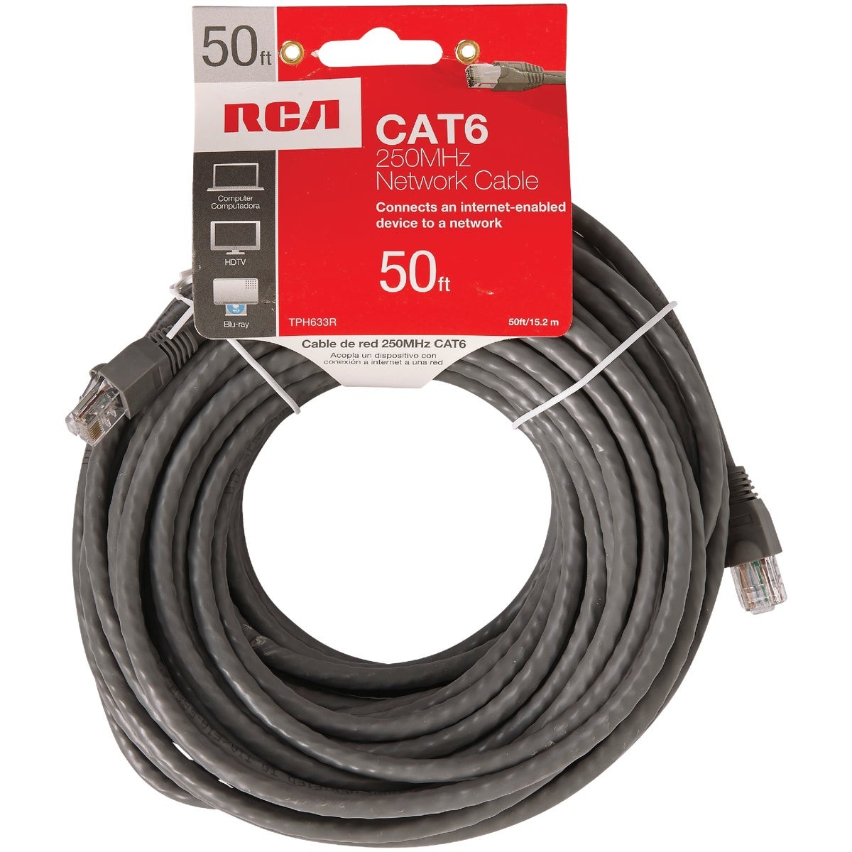 RCA 50 Ft. CAT-6 Gray Network Cable TPH633R RCA TPH633R 044476071959