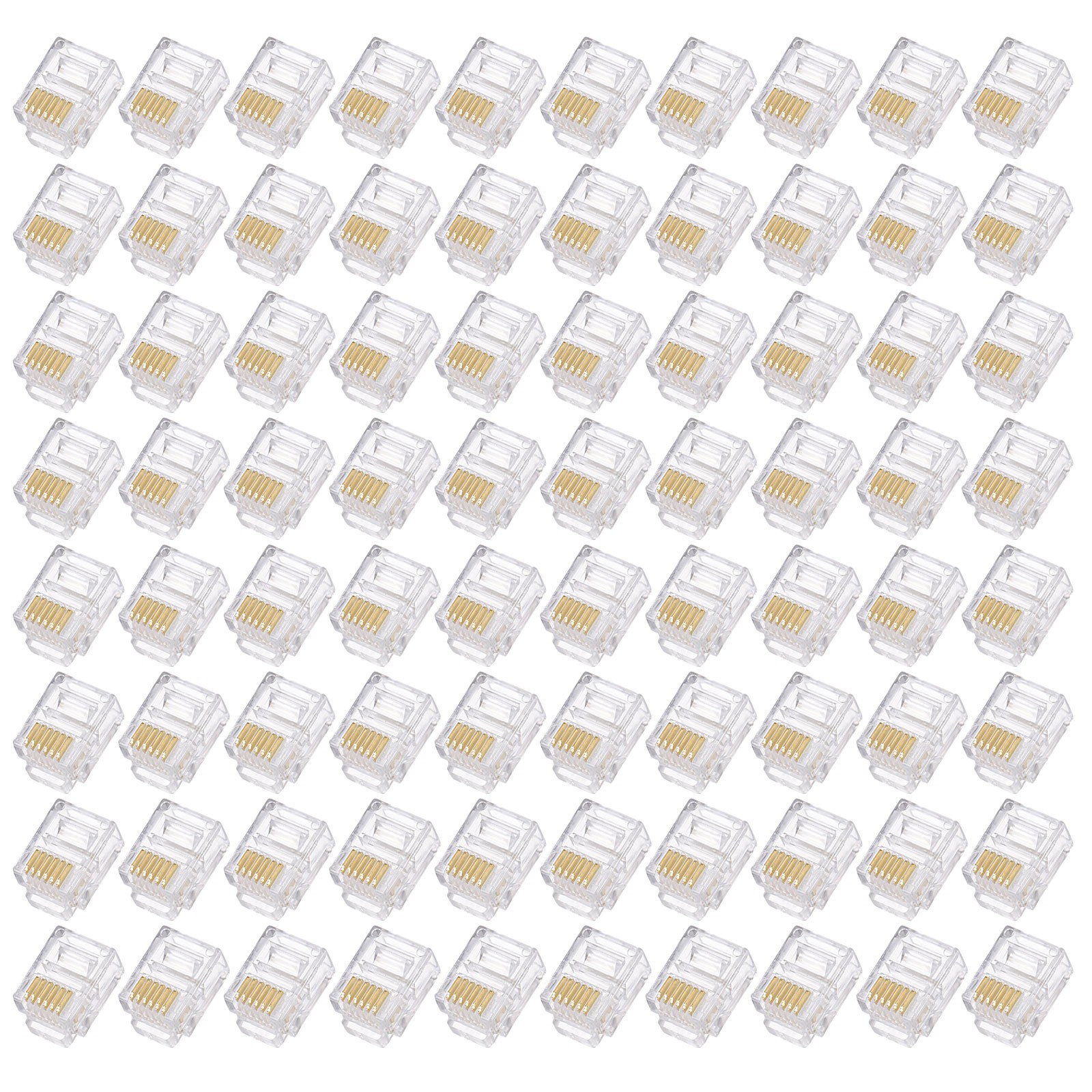 Telephone Modular Plug Male RJ11/RJ12 Connectors Copper Core 6P6C Clear 120pcs