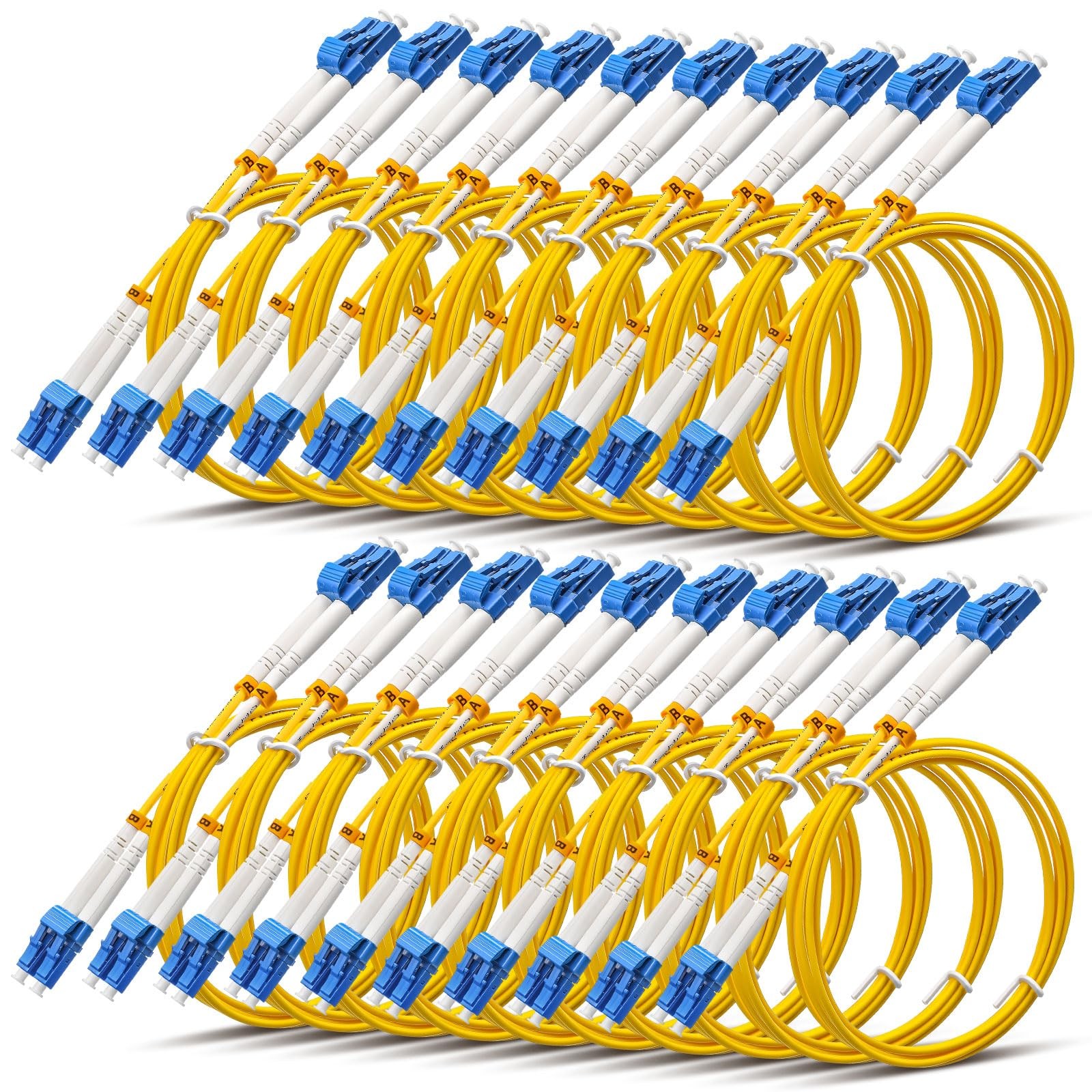 20 PCS 1m/3.28ft LC To LC OS2 Single Mode Fiber Optic Patch Cable Duplex 10GB