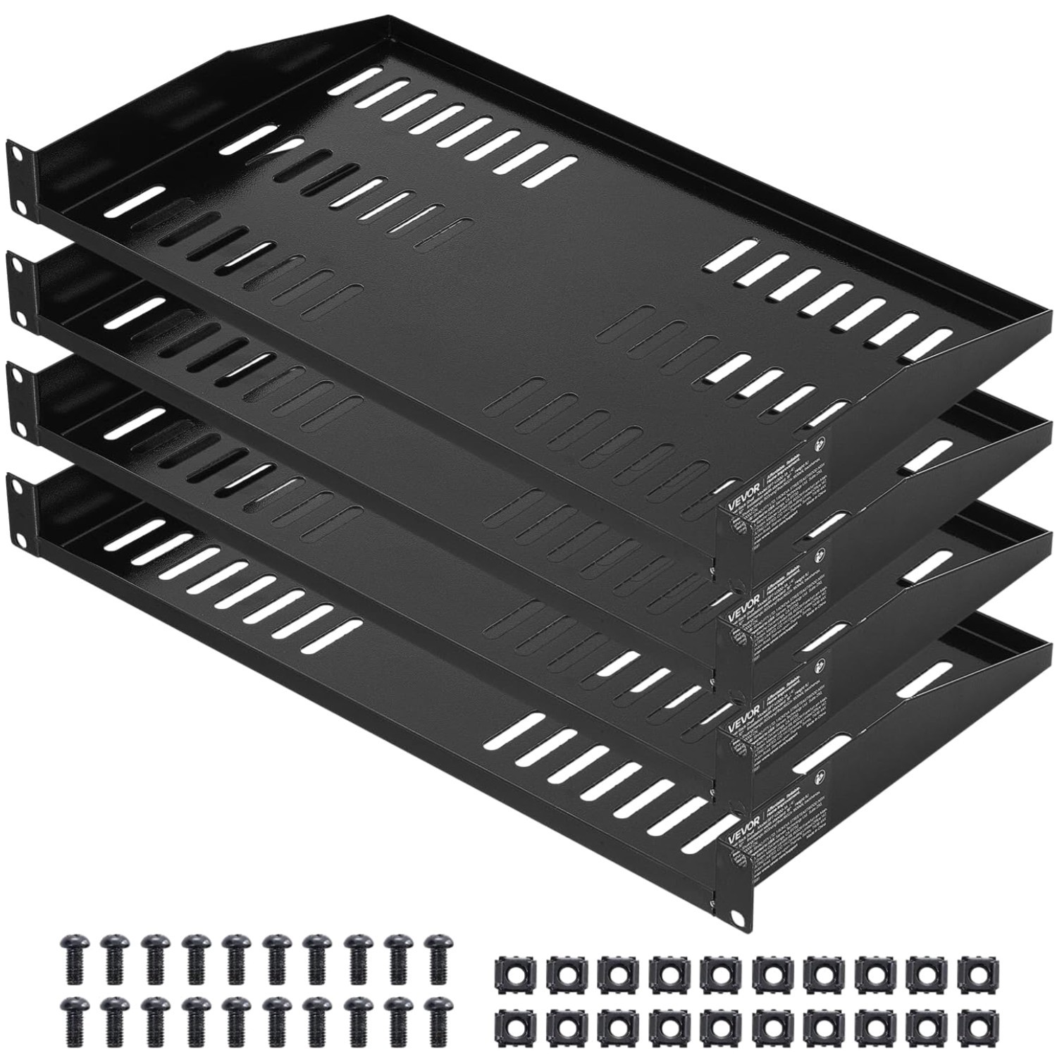 Heavy-Duty 1U Server Rack Shelf Set, 19" Cabinet Tray (4PCS)