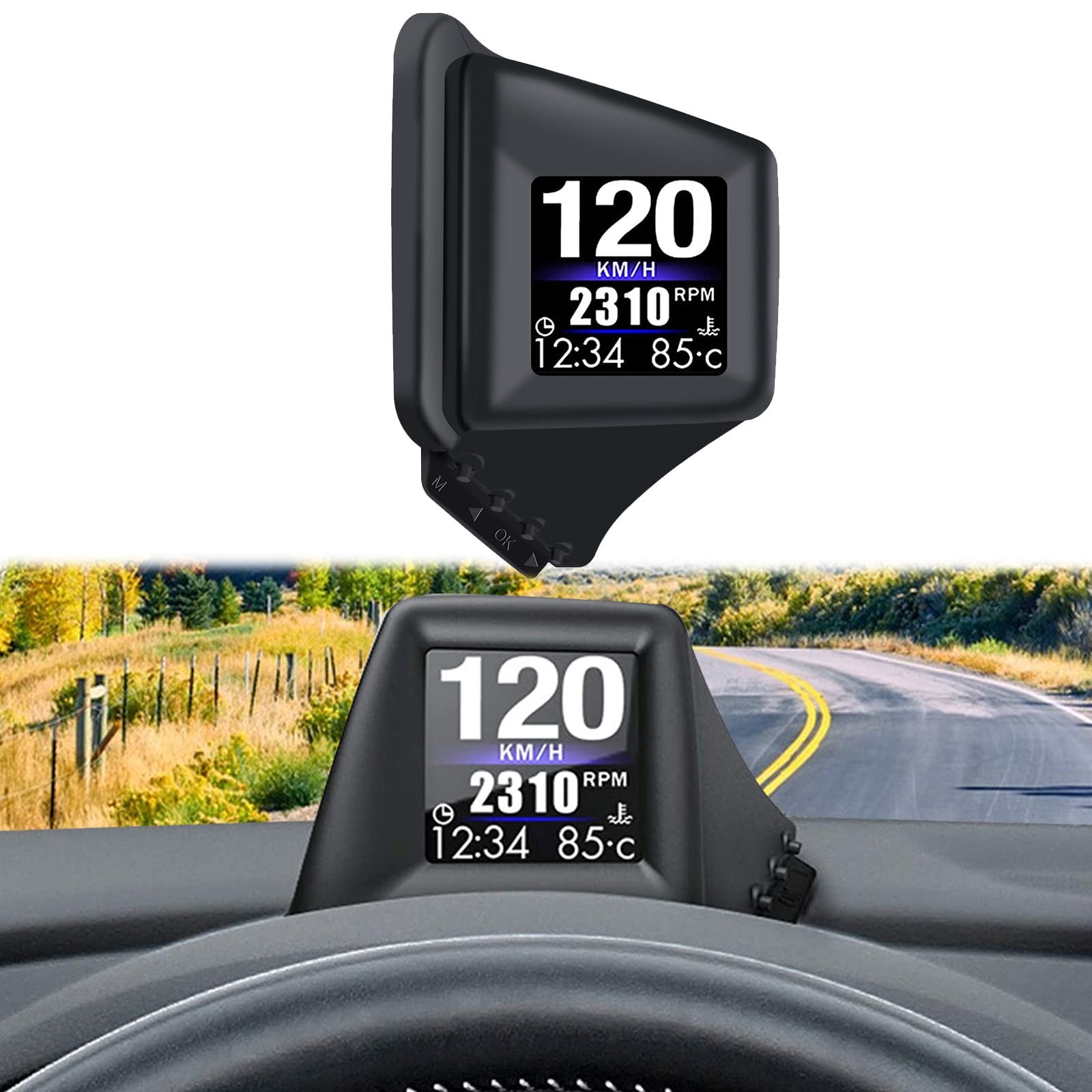 Car Head Up Display, OBD2 Display with Dual System OBD2 Speedometer Gauge 8
