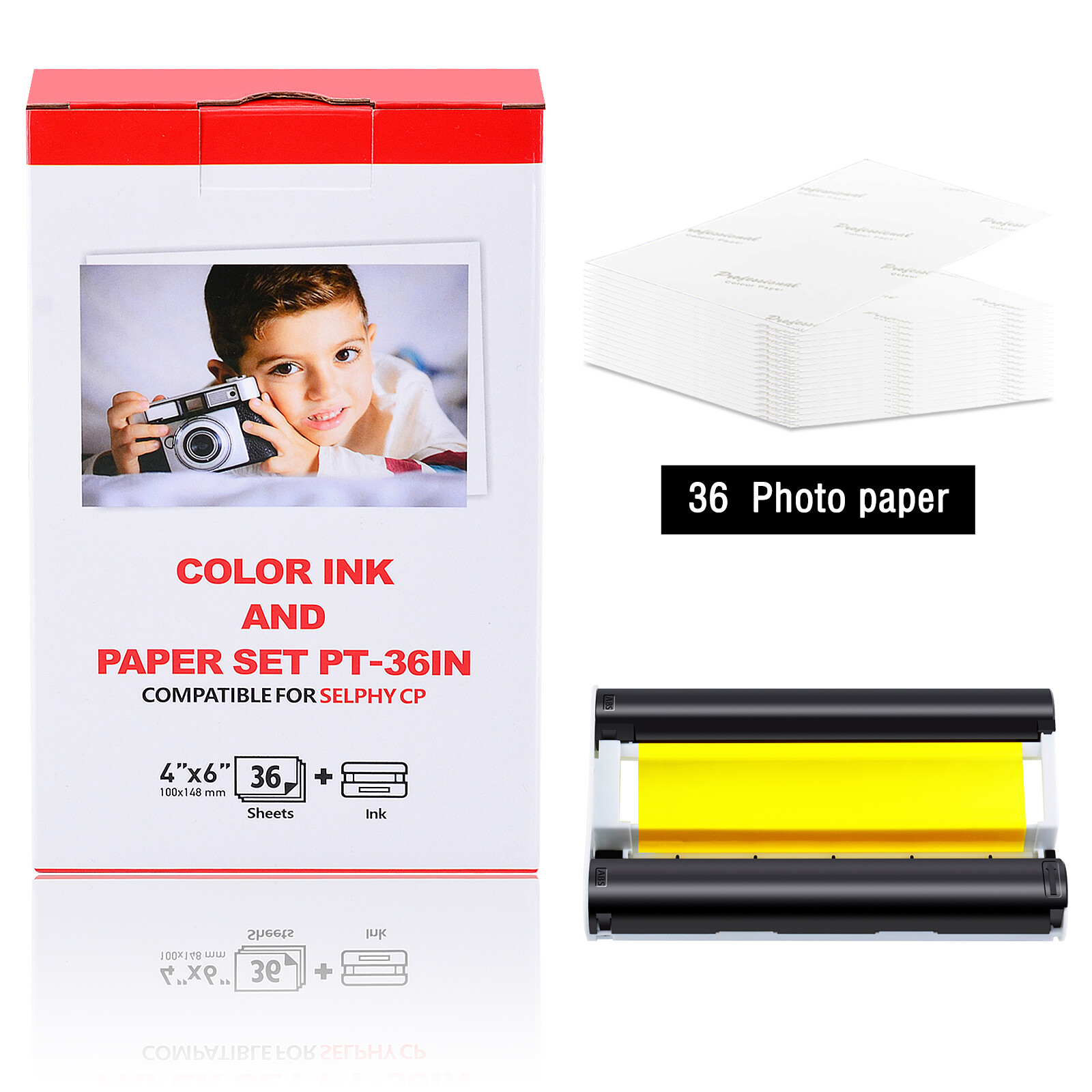 Compatible for Canon Selphy KP-36IP Ink Cartridges 4X6 36 Photo Paper KP-36IN