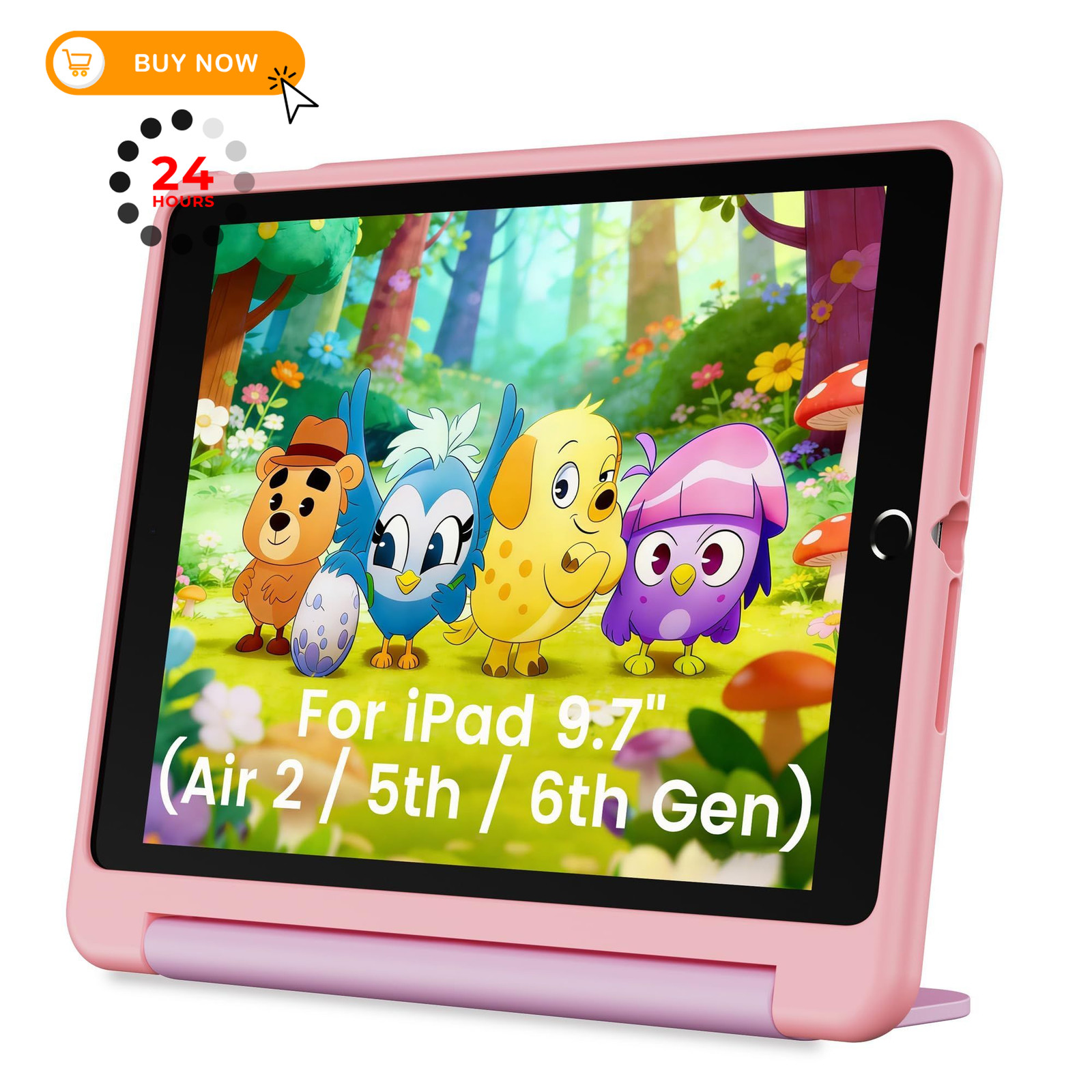 INFILAND Kids Case for iPad 6th/5th Generation (2018/2017), Pink-Purple