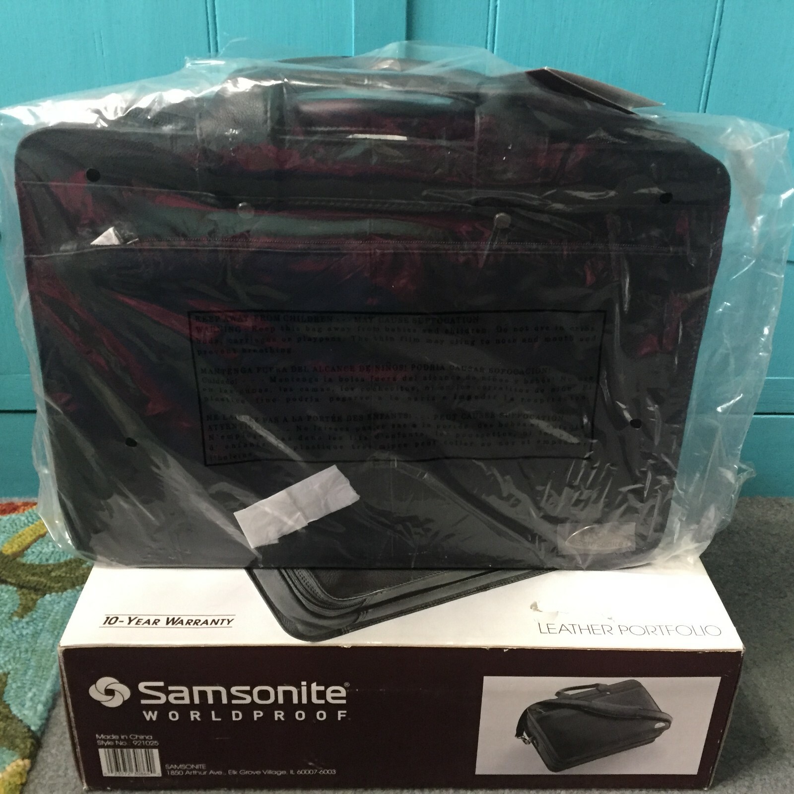 NIB SAMSONITE WORLDPROOF COWHIDE LEATHER PORTFOLIO #921025/BLACK 16"X11.5"X5.5
