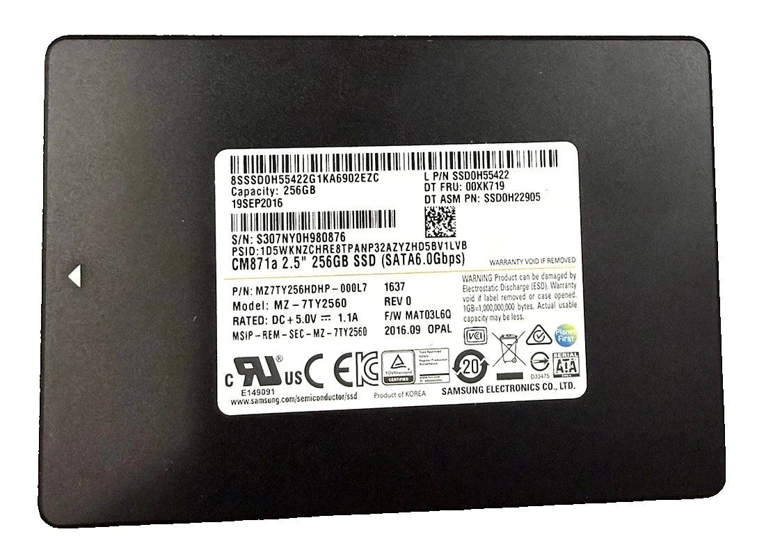 Samsung 256GB CM871a 2.5" SSD Solid State Drive MZ7TY256HDHP-000L7 MZ-7TY2560
