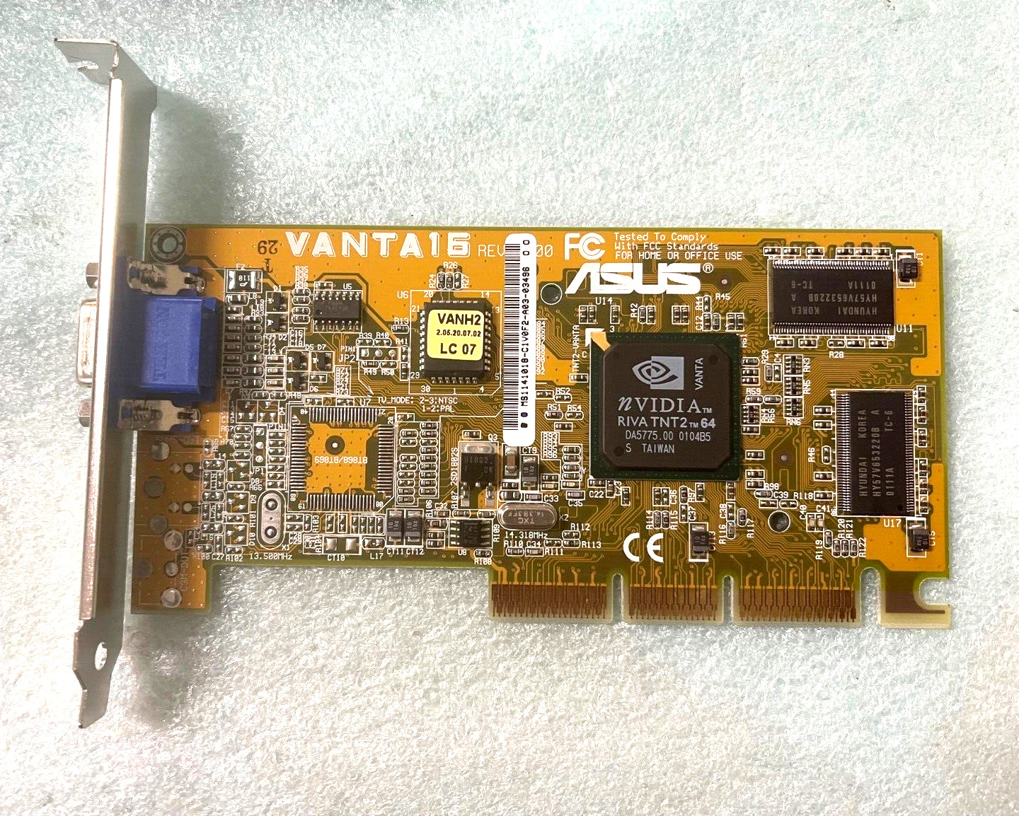 VINTAGE ASUS VANTA16 NVIDIA RIVA TNT2 16 MB AGP VGA CARD OEM DIRECT MXB47