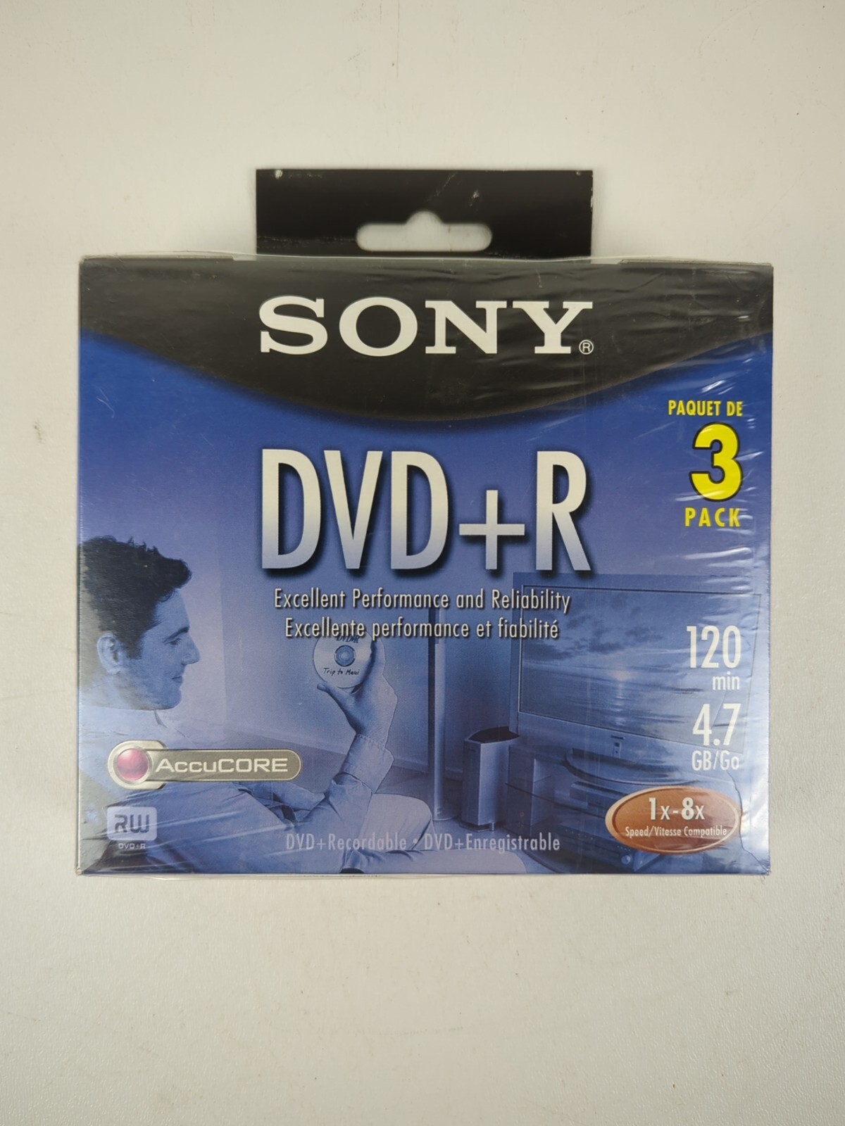 Sony DVD+R 3 Pack - 120 Min~4.7GB~1X-8X 3DPR47L3 AccuCore- NEW SEALED