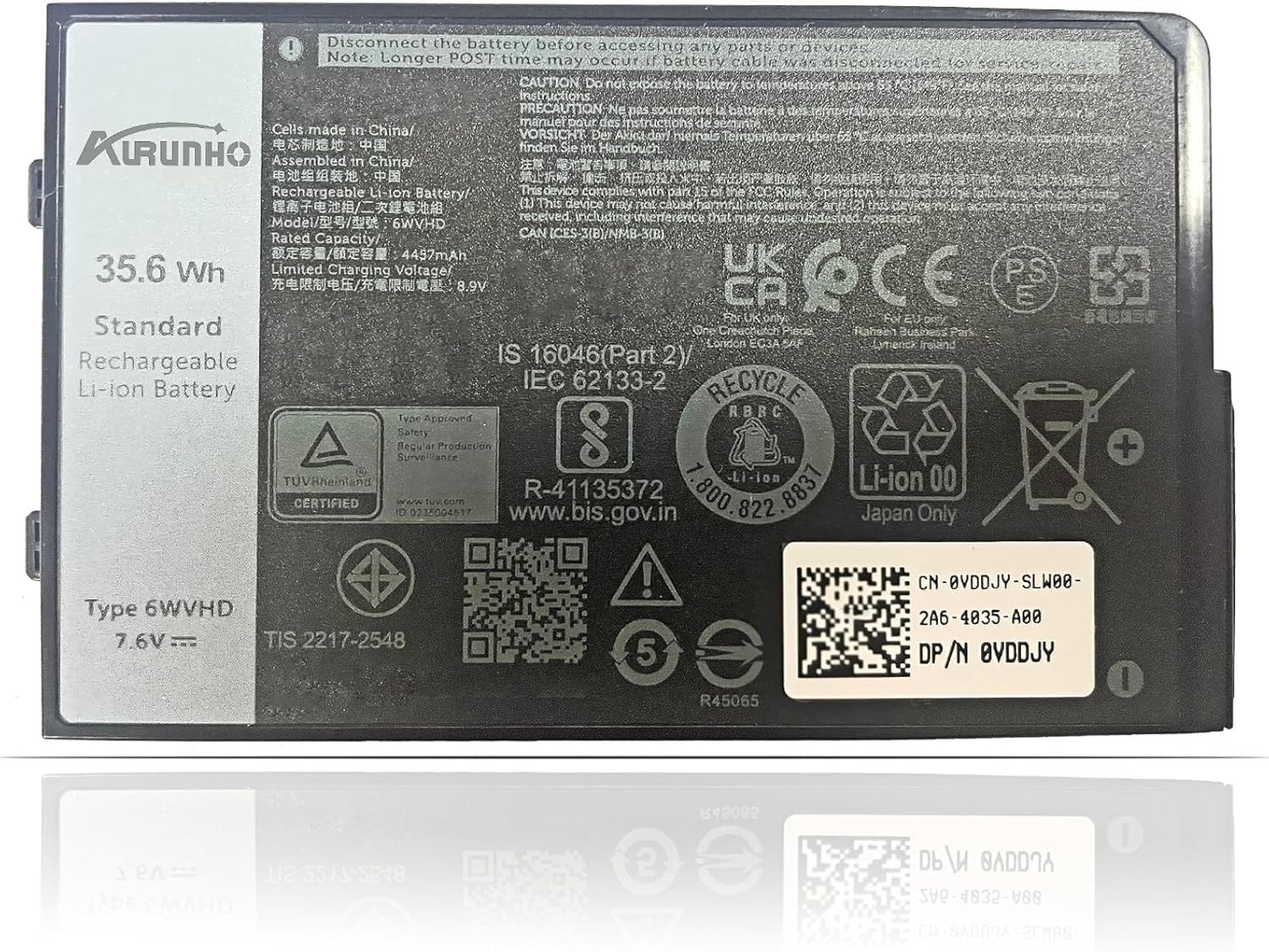 6WVHD Laptop Battery Replacement for Dell Latitude 7230 Rugged Extreme Tablet