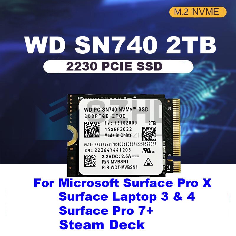 WD 2TB M.2 2230 SSD NVMe PCIe4x4 PC SN740 For Steam Deck ASUS ROG Flow X Laptop