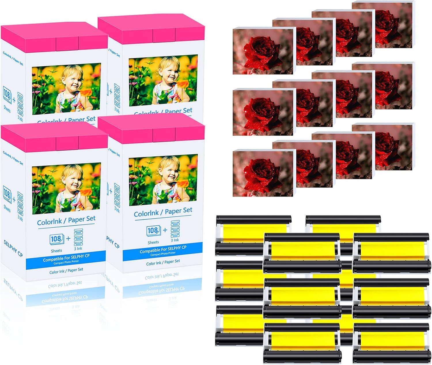 KP108IN 4PK 432 Photo Sheets Photo Ink Ribbon Paper Fits Canon SELPHY CP810