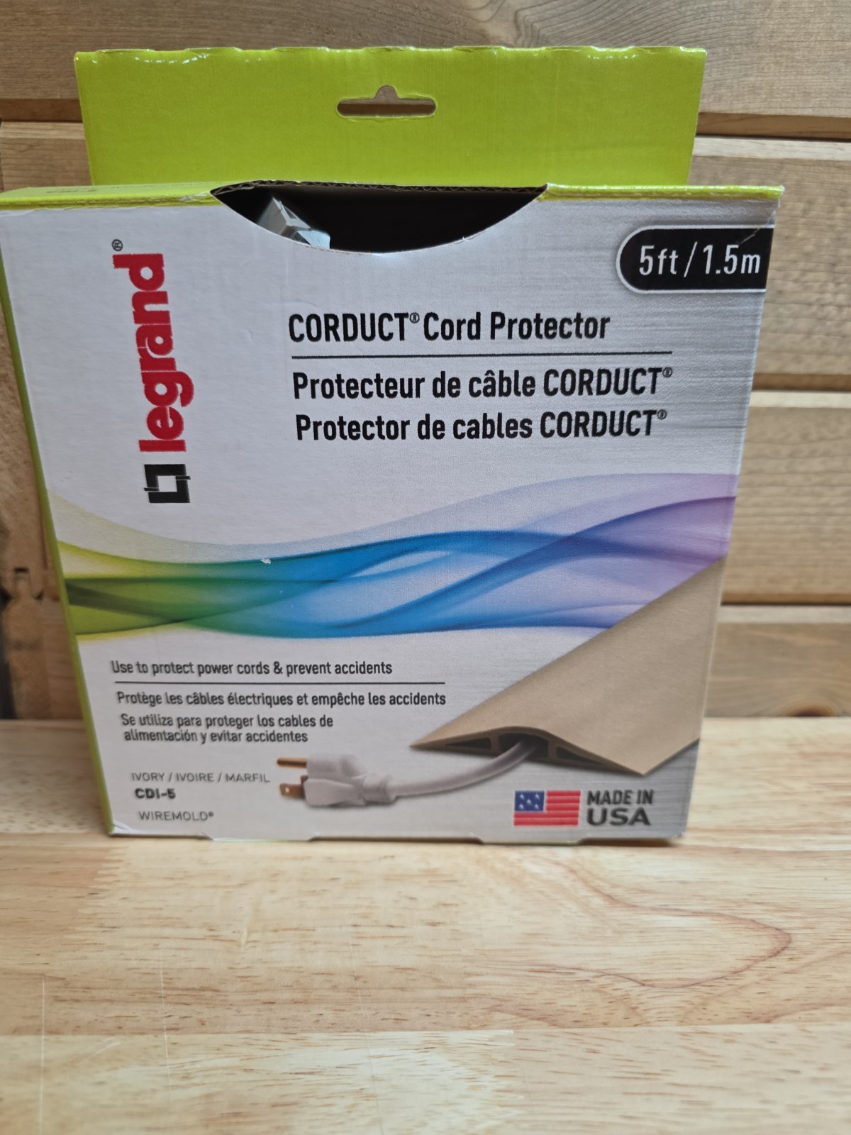 Legrand Corduct Cord Protector, Ivory,  5 ft.  (CDI-5)  FS