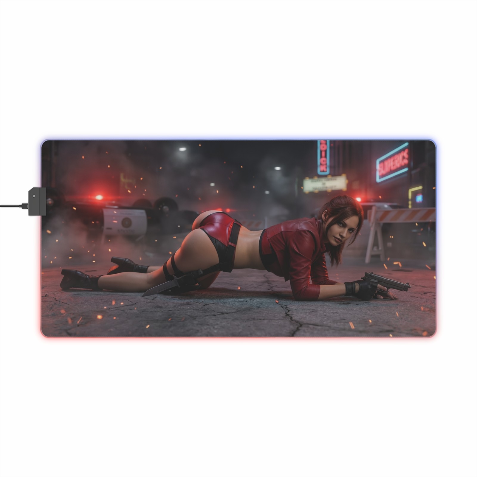 Claire Redfield Mouse Pad, Resident Evil LED RGB Desk Mat, Gift for Gamer