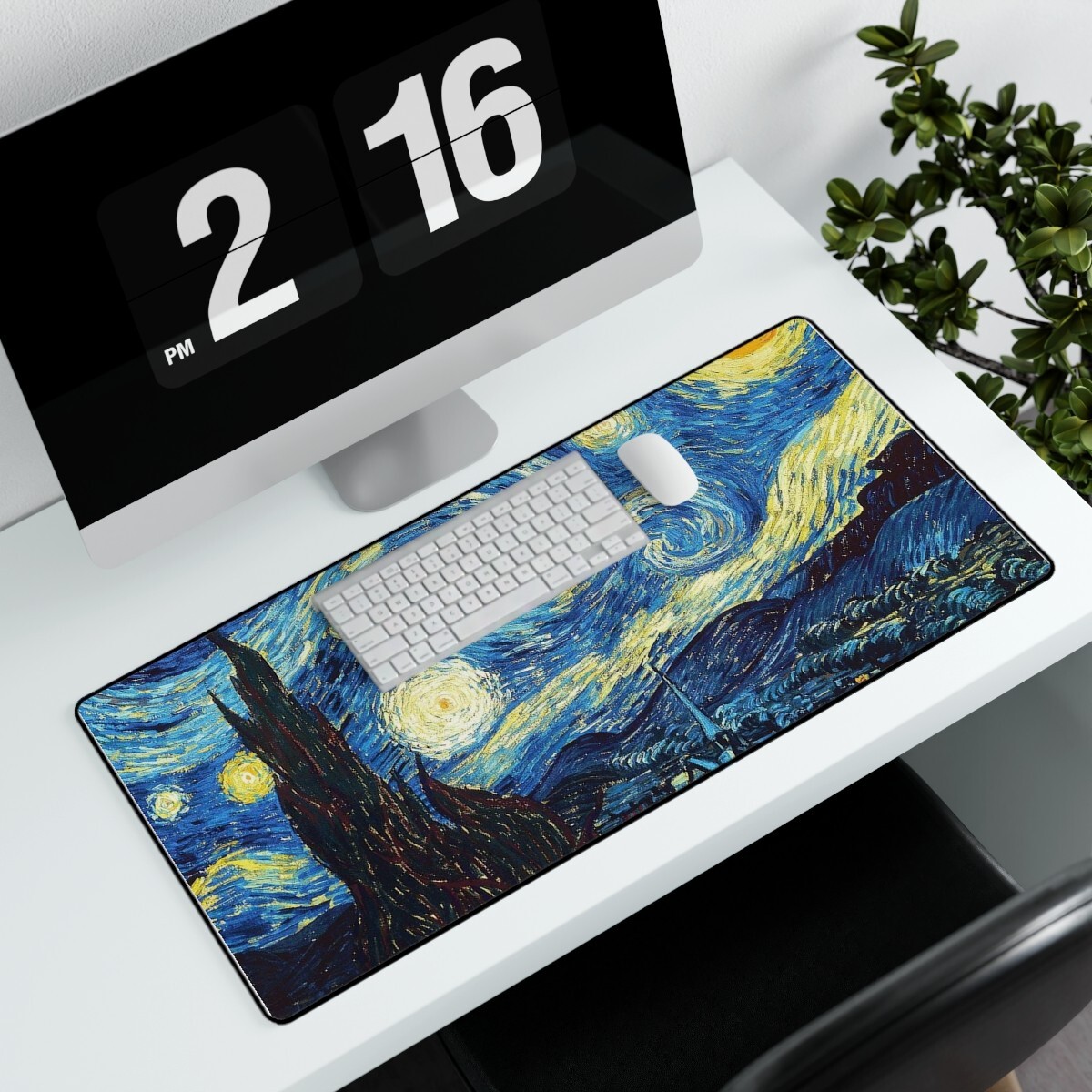 Starry Night Van Gogh Desk Mat or Mouse Pad 31.5" × 15.5" 