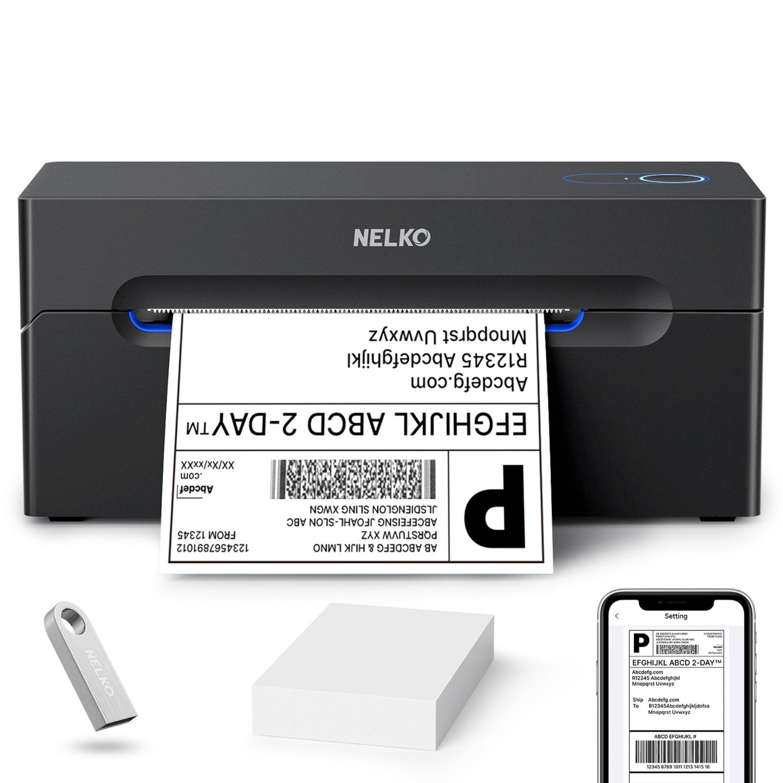 Bluetooth 4x6 Thermal Shipping Label Printer - Wireless, Fast, Compact, Easy Set