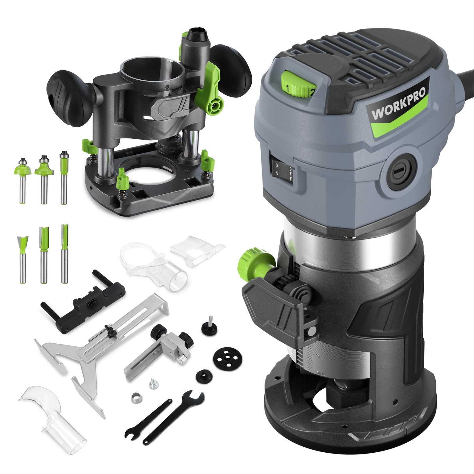 WORKPRO 6.5 Amp Compact Router Combo Kit, Fixed & Plunge Base W125226AE