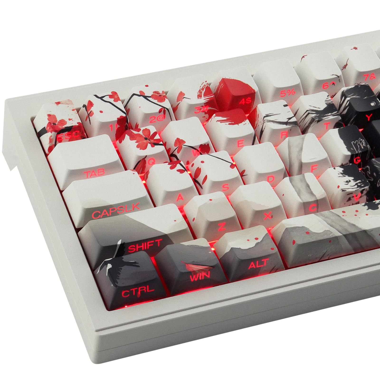 131 PCS PBT Side Print Keycaps Shine Through Ink Painting Cherry Profile Wuxia