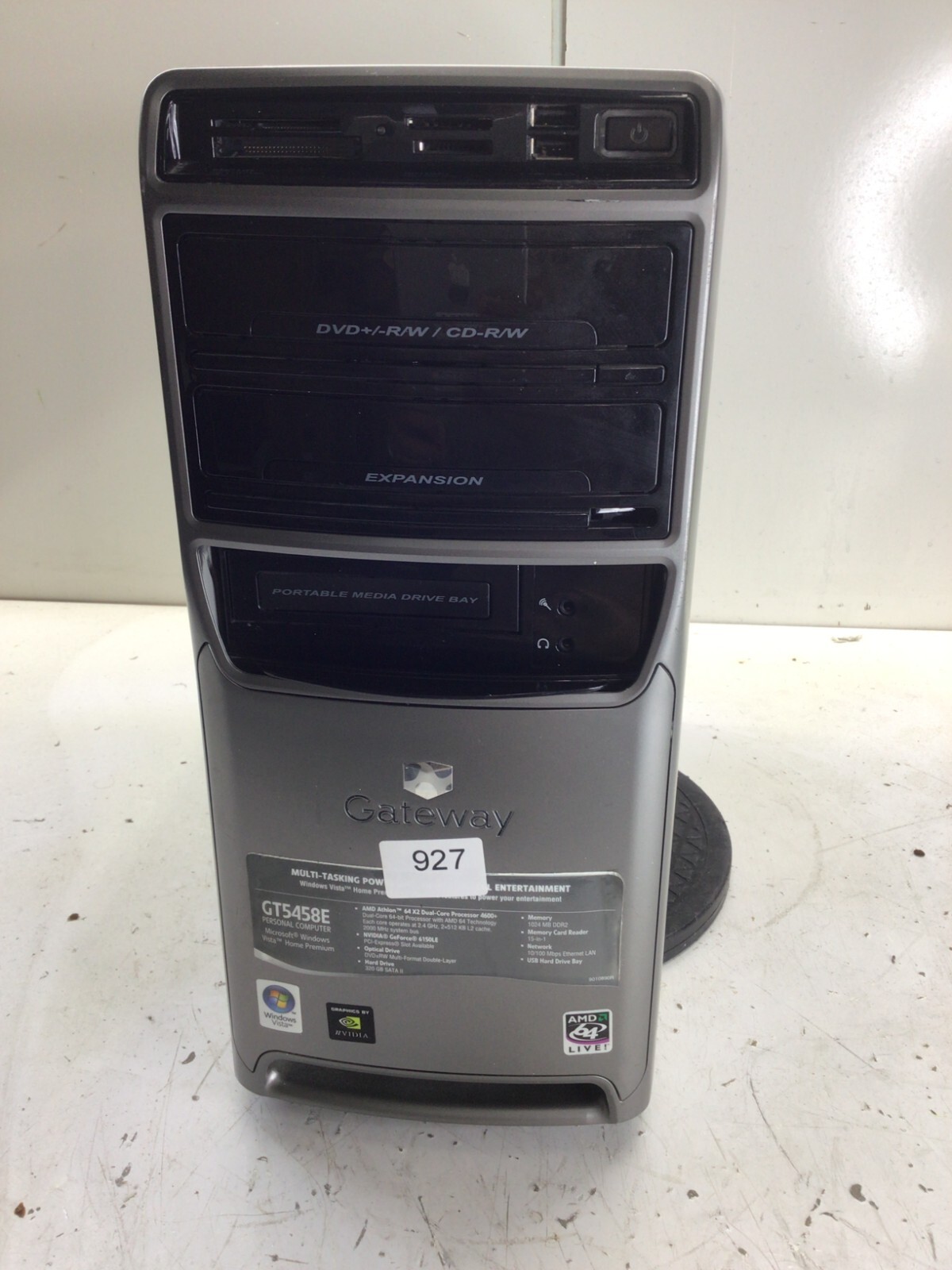 Gateway GT5458E AMD Athlon 64 X2 Dual-Core 4600+ 2000MHz 1GB NO HDD