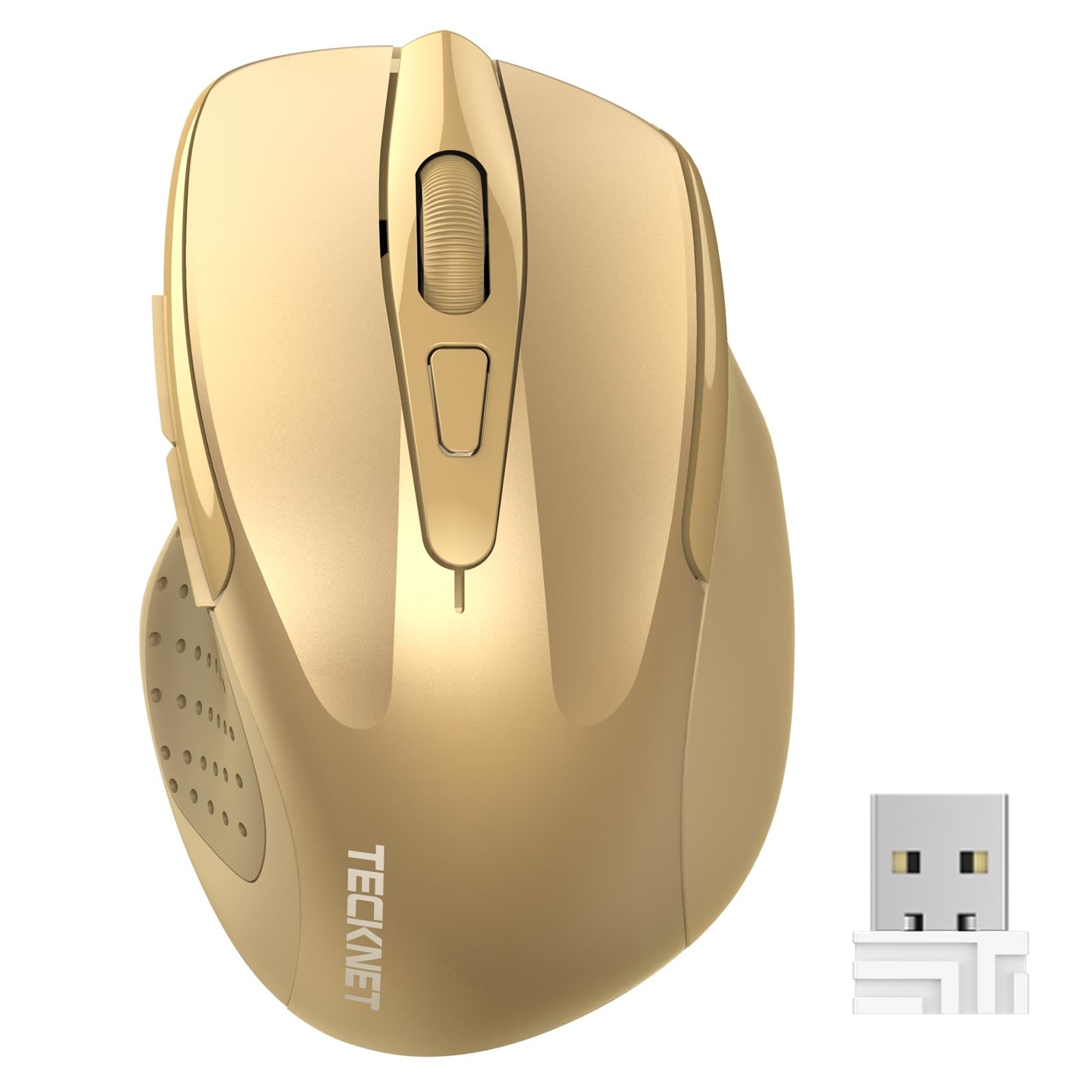 TECKNET M003 Wireless Ergonomic Mouse 4000 DPI Gold USB Receiver