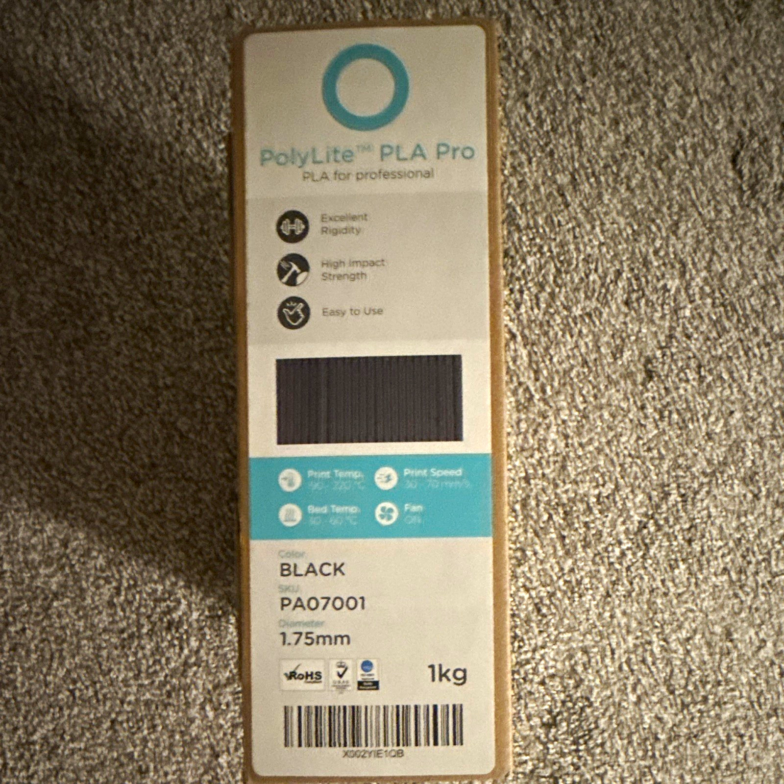 Polymaker PolyLite PLA Pro PLA Filament 1.75mm Black 1kg PA07001