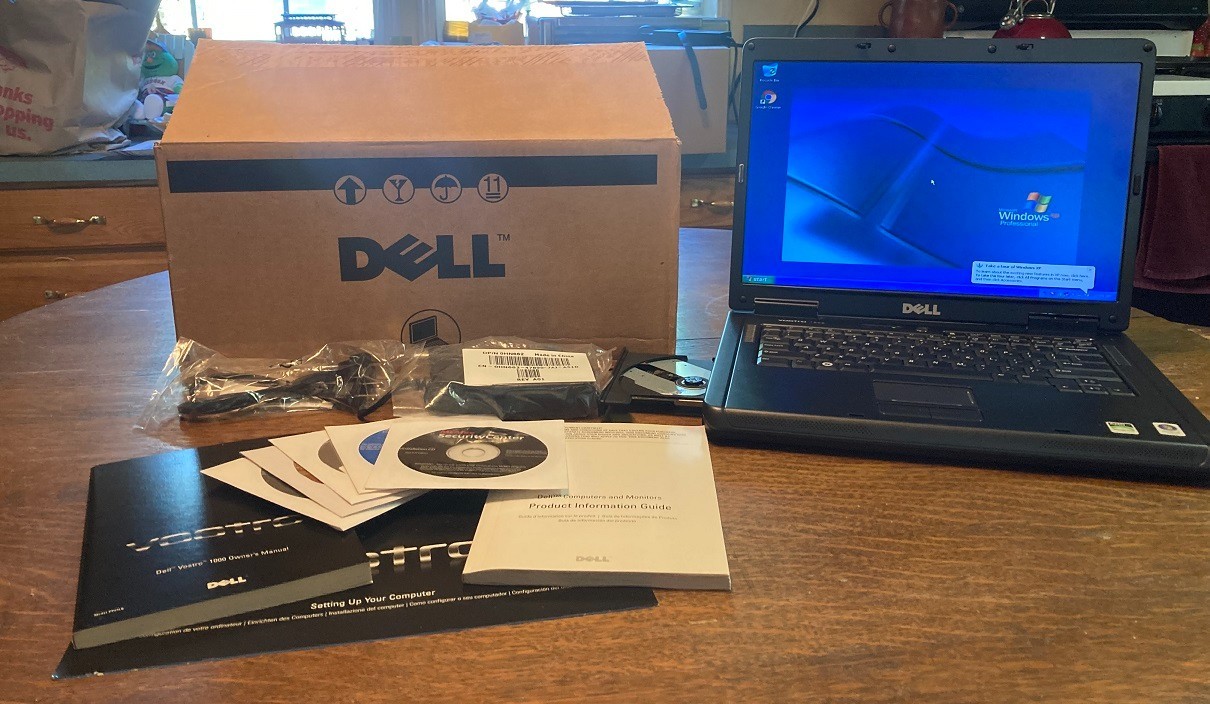New Open Box Dell Vostro Vintage Windows XP Laptop 2ghz 1gb 60gb DVD NO BATTERY