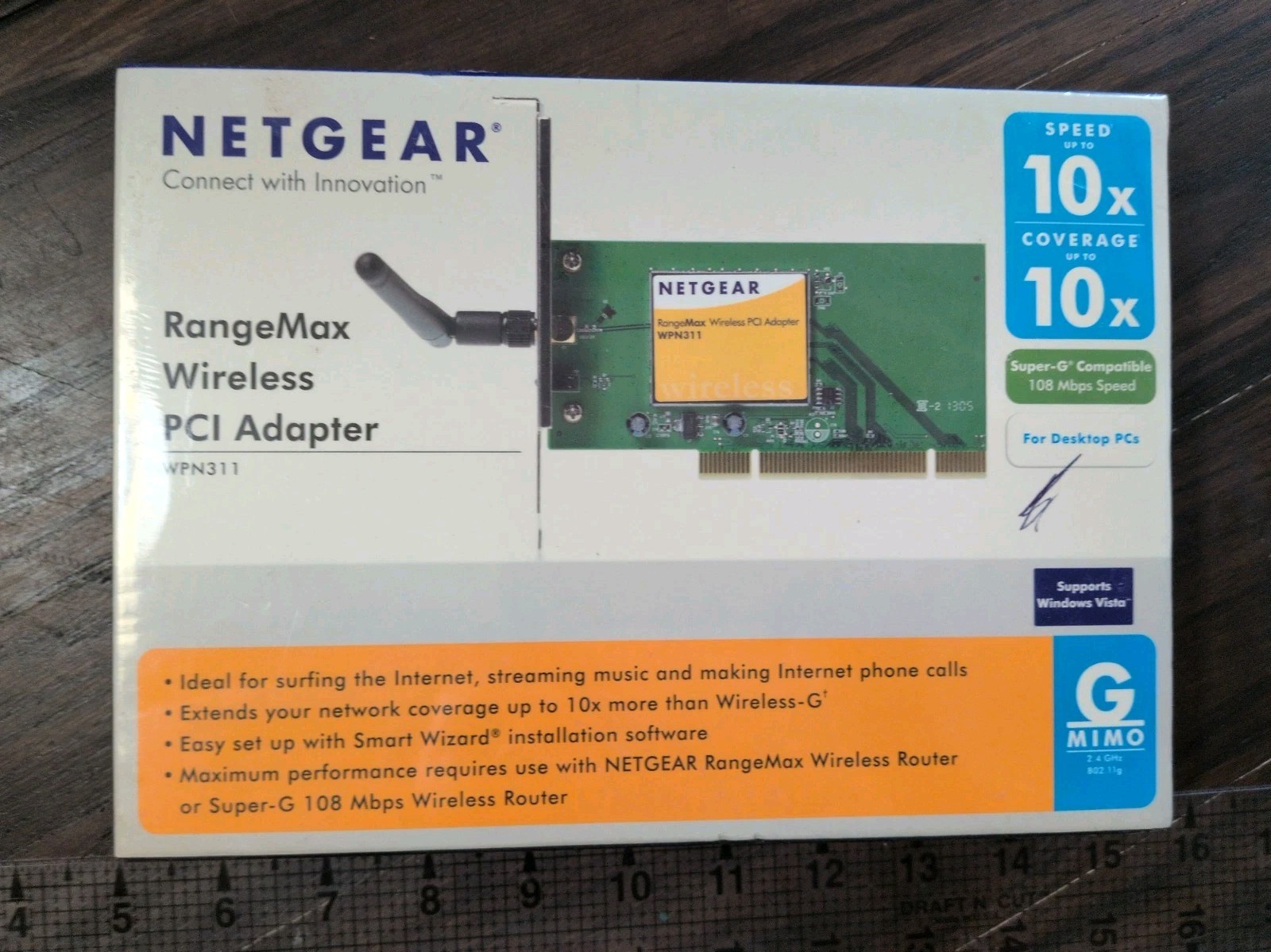 NETGEAR WPN311 RangeMax Wireless PCI Adapter Card PC Wifi 2.4 802.11 SEALED NEW