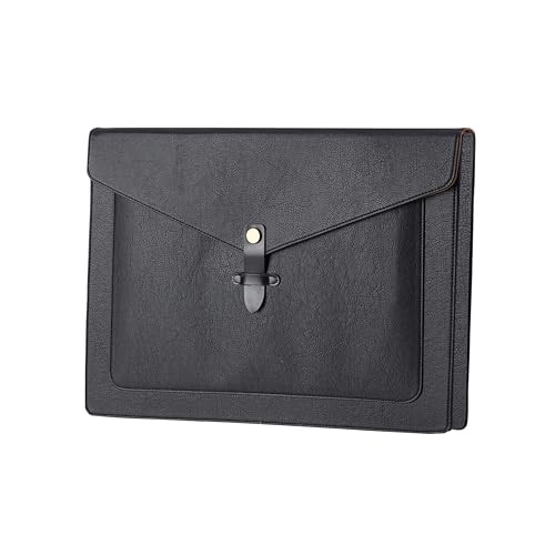 Black PU Leather Thick File Folder, Snap Closure File Black-thick 1 PC