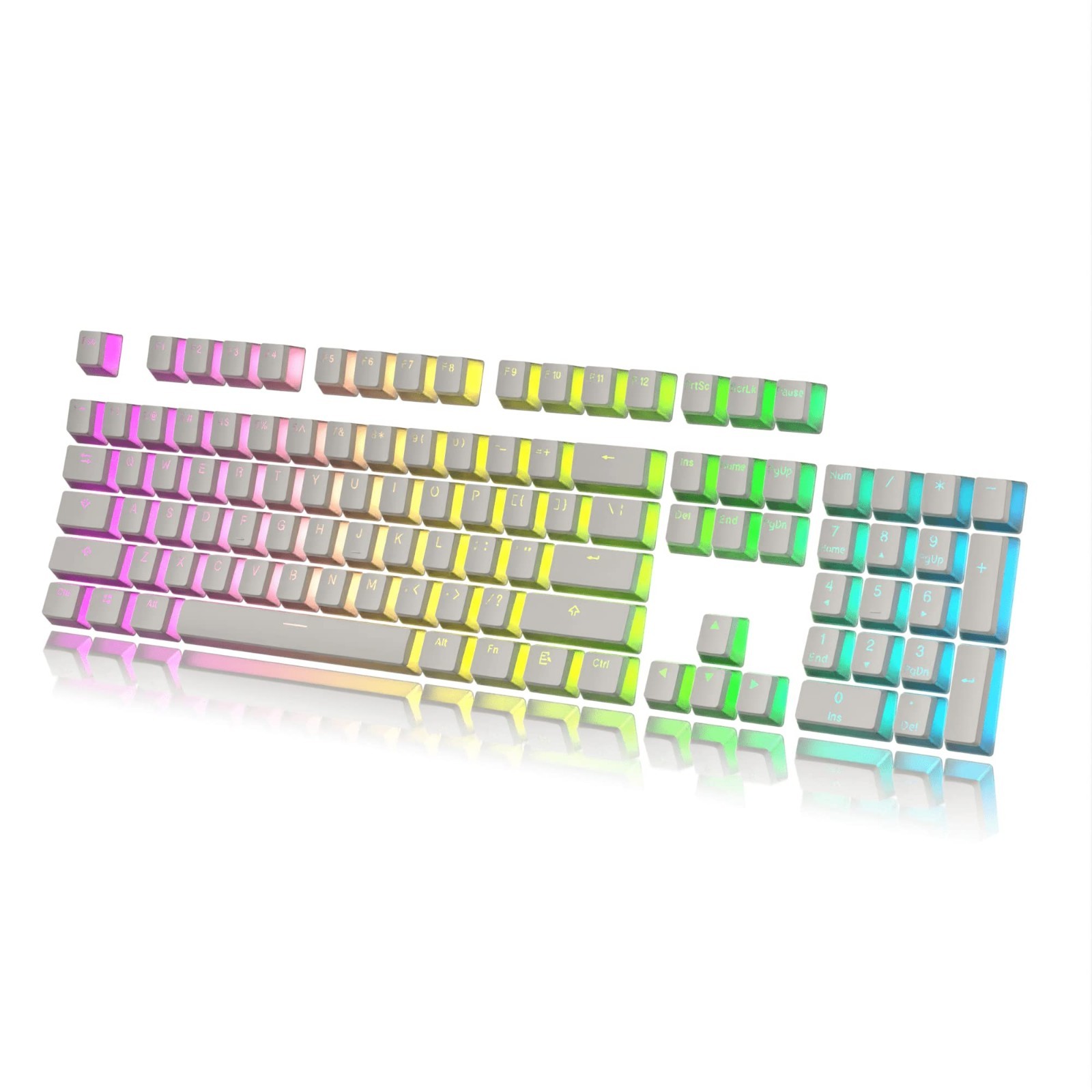 Double Shot PBT Pudding Keycaps for MX Switches - ANSI/ISO, OEM Profile, White